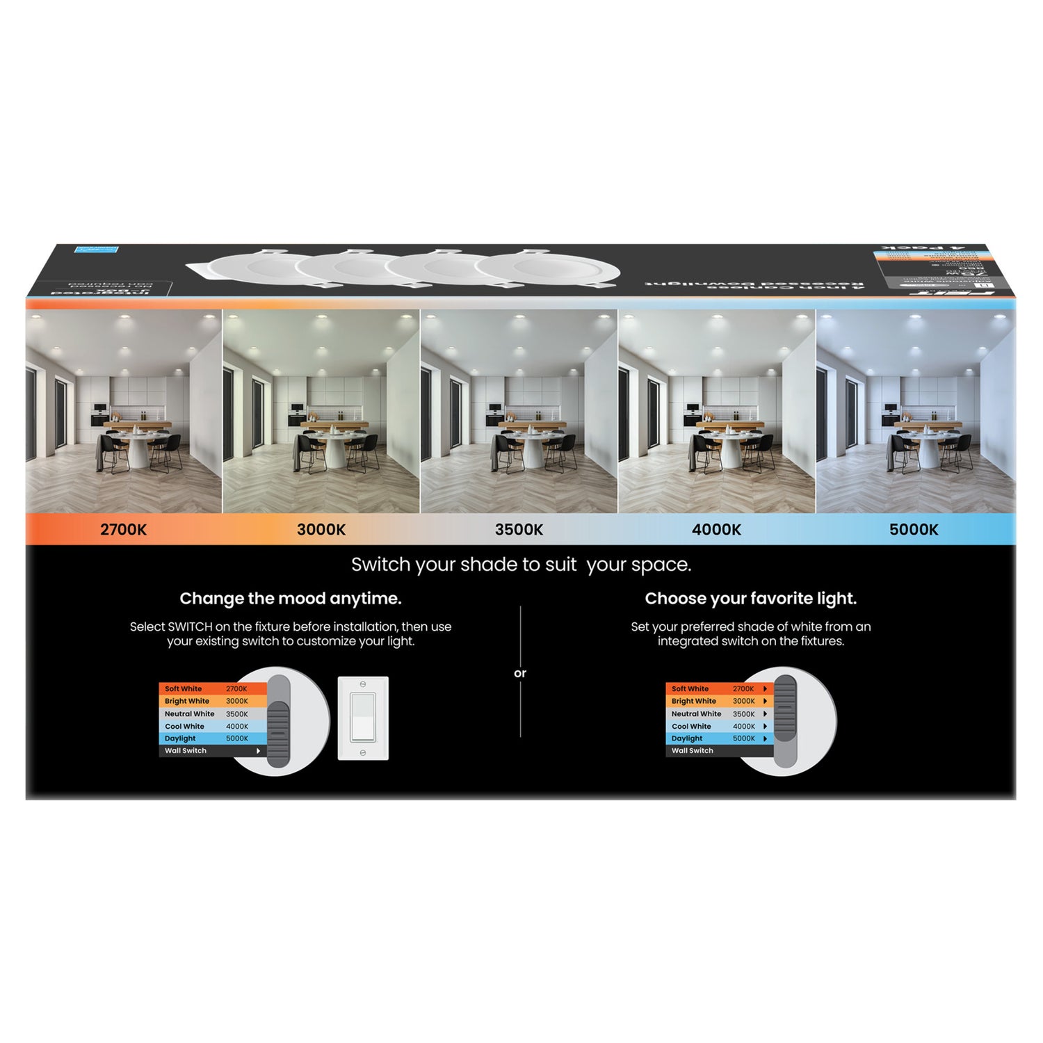 4 in. 75W Replacement Adjustable White Enhance High Output Integrated J-Box Recessed LED Downlight with Switch Mode (4-Pack)