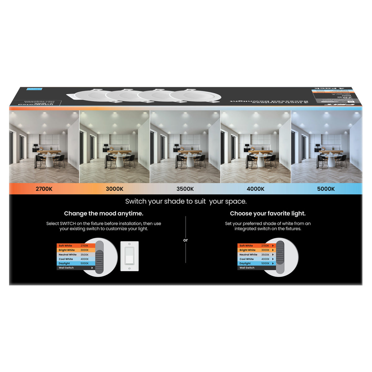 4 in. 75W Replacement Adjustable White Enhance High Output Integrated J-Box Recessed LED Downlight with Switch Mode (4-Pack)