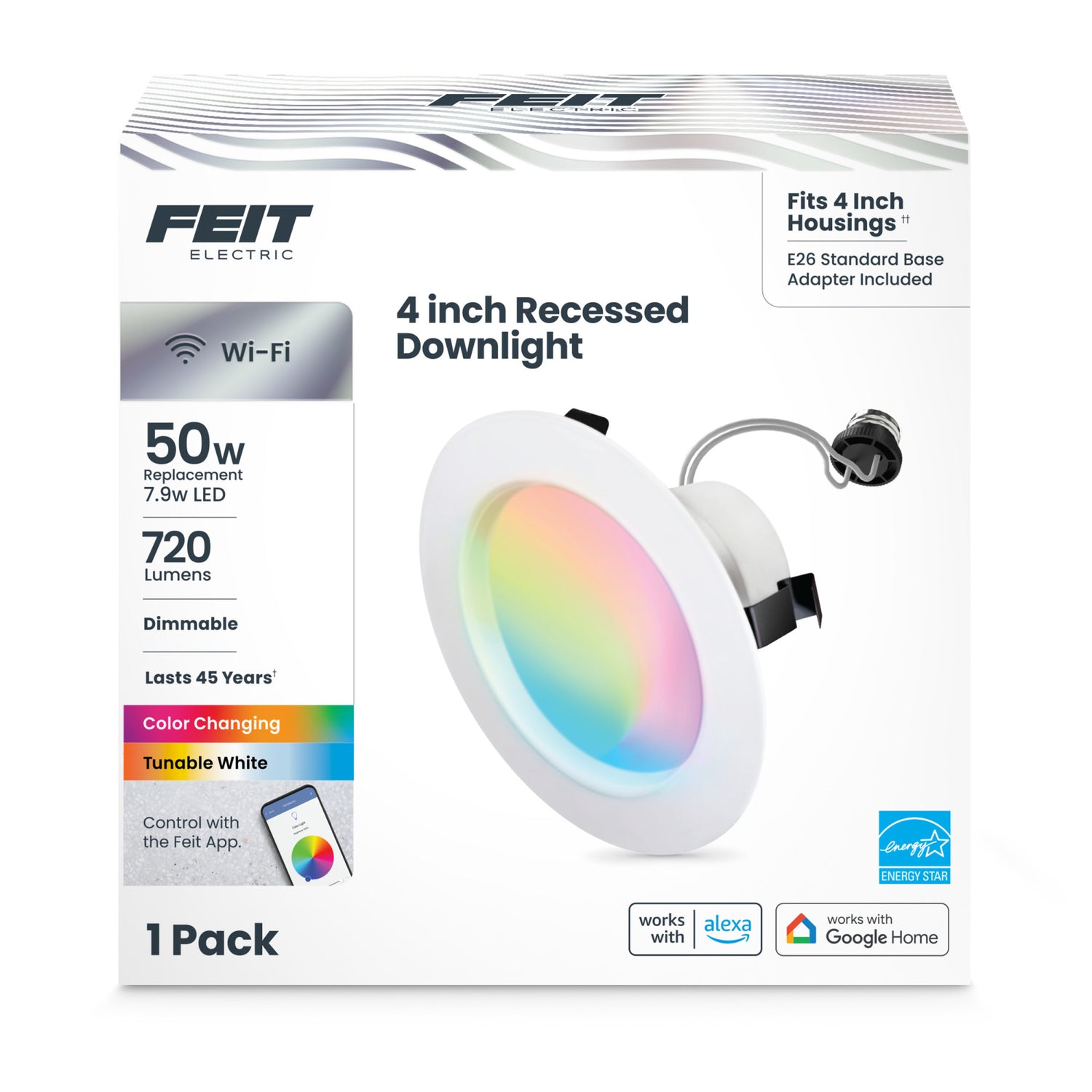 4 in. 8W (50W Replacement) Color Changing Alexa Google Siri Smart Wi-Fi Recessed Downlight