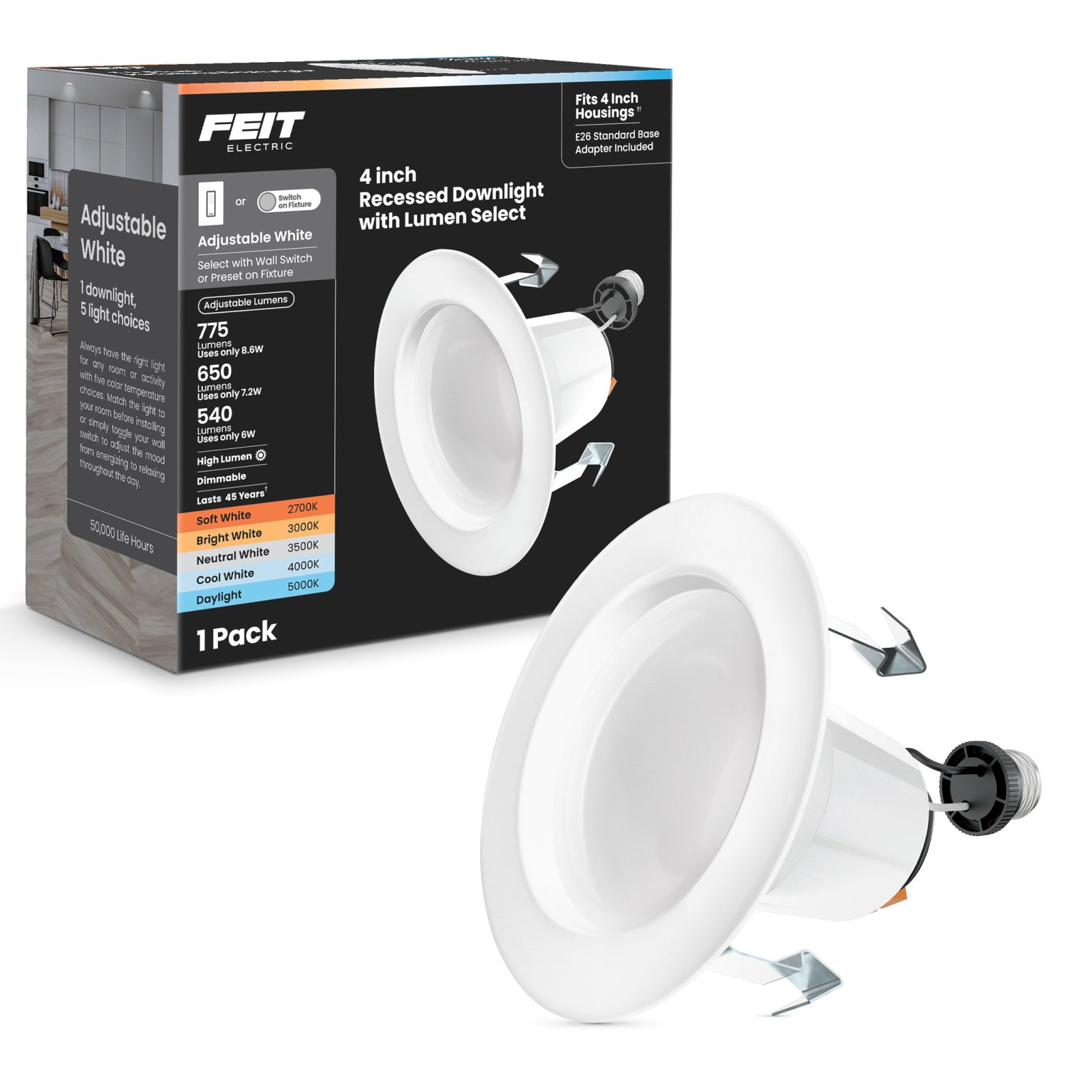 4 in. 75W Replacement Color Selectable (5CCT) High Output LED Recessed Downlight