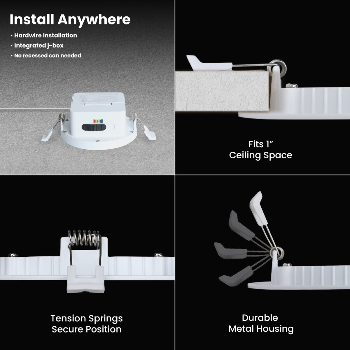4 in. Adjustable White (5CCT) High Output Integrated J-Box Recessed LED Downlight with Switch Mode