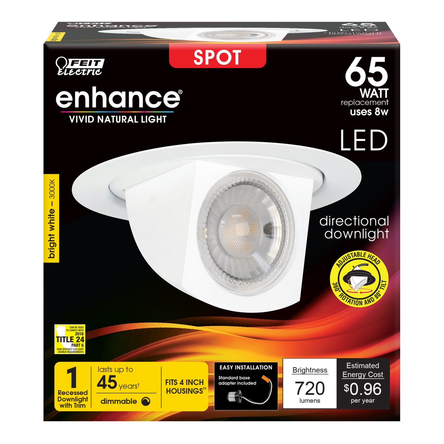 65W Equivalent 4 in. Bright White Scooped Spotlight LED Recessed Downlight - Feit Electric