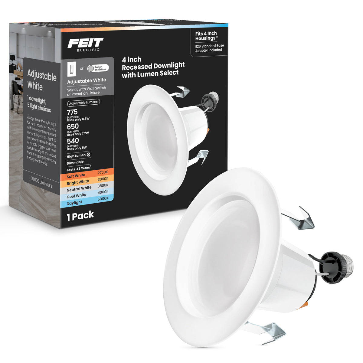 4 in. 75W Replacement Adjustable White Enhance Dimmable LED Recessed Downlight with Switch Mode