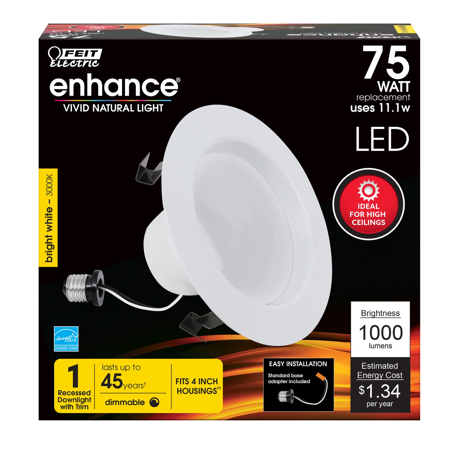 4 in. 75W Replacement Warm White (3000K) Dimmable LED Recessed Downlight