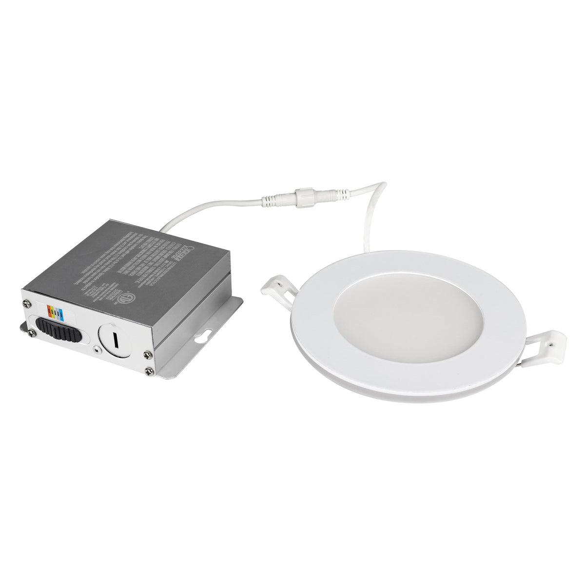 4 in. Tethered J-Box Adjustable White LED Downlight With Night Light Mode
