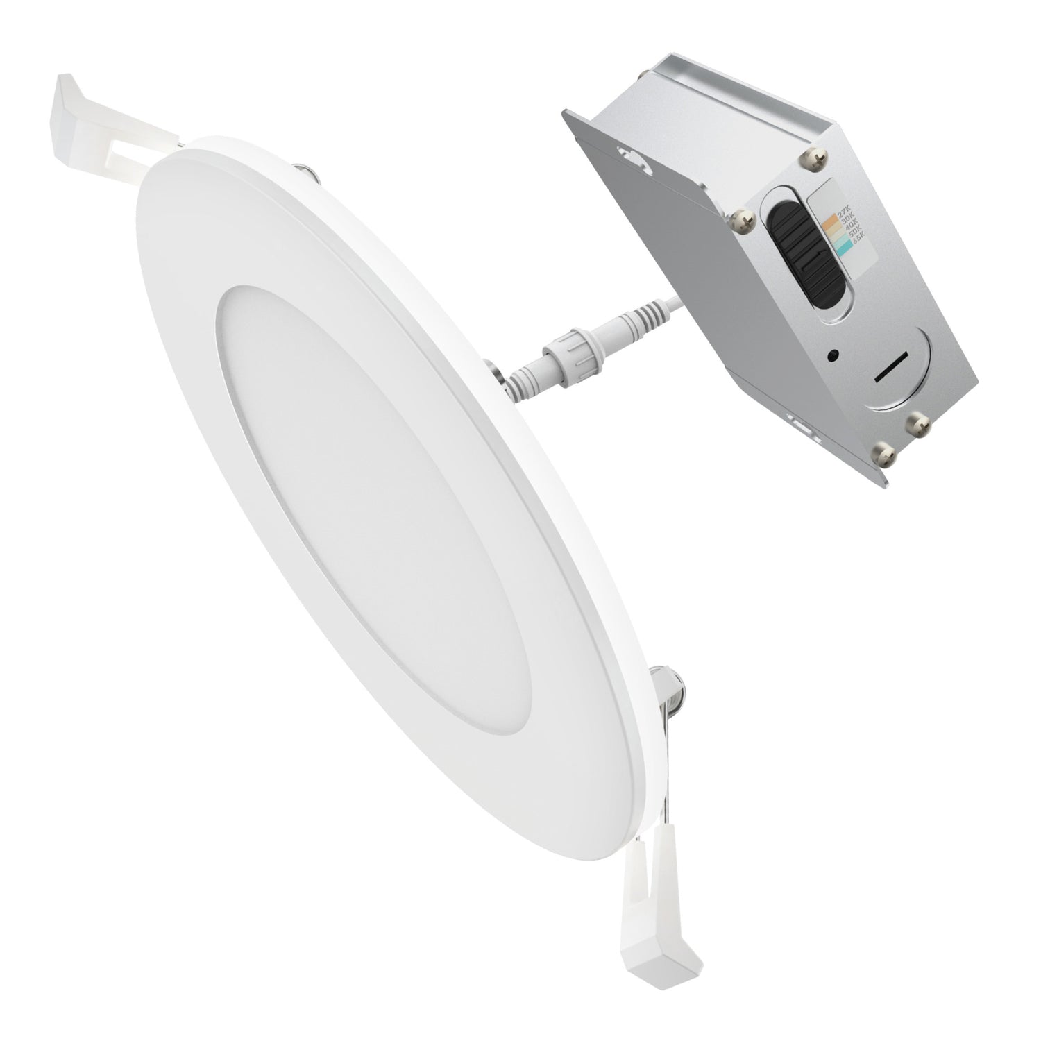 4 in. Tethered J-Box Adjustable White LED Downlight With Night Light Mode