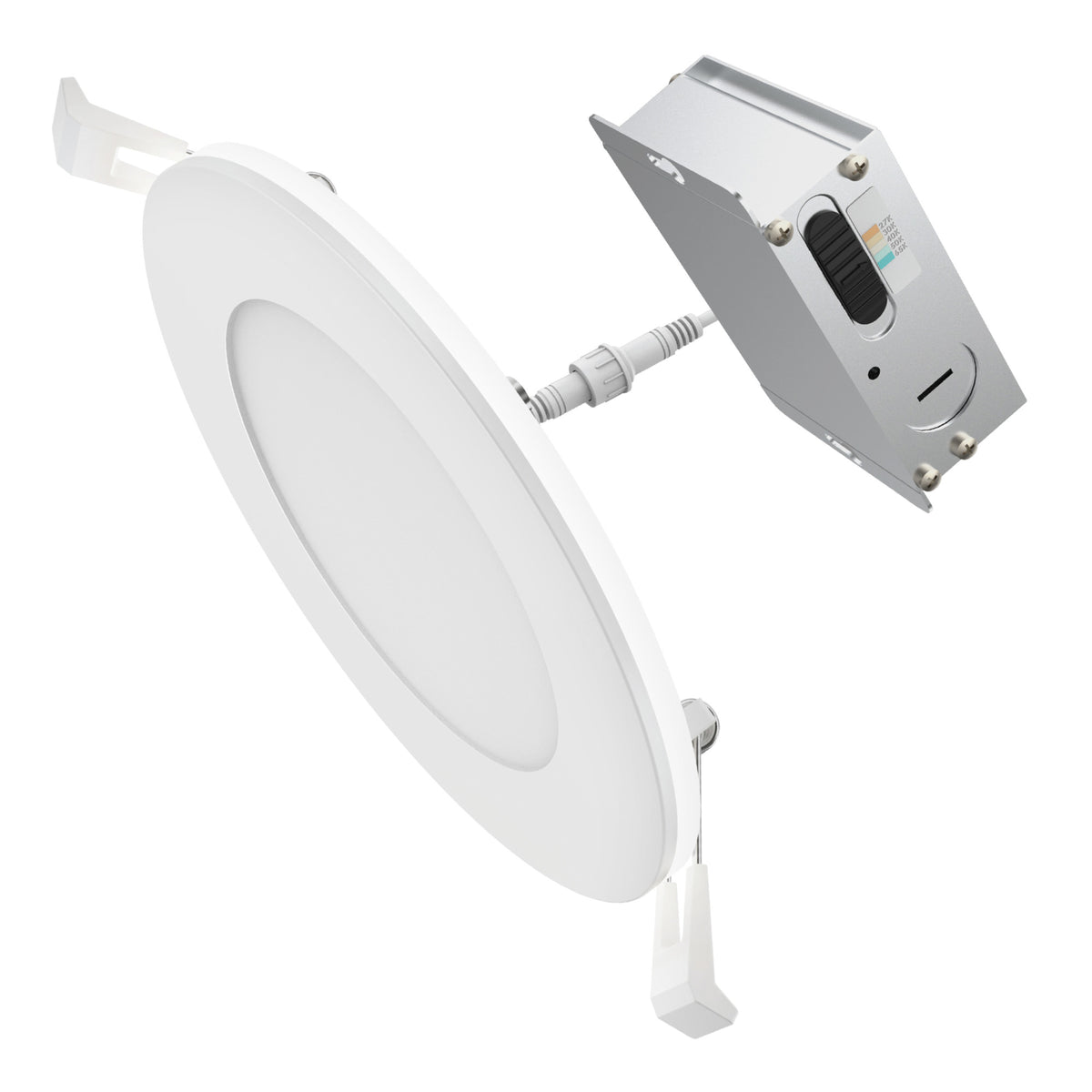 4 in. Tethered J-Box Adjustable White LED Downlight With Night Light Mode