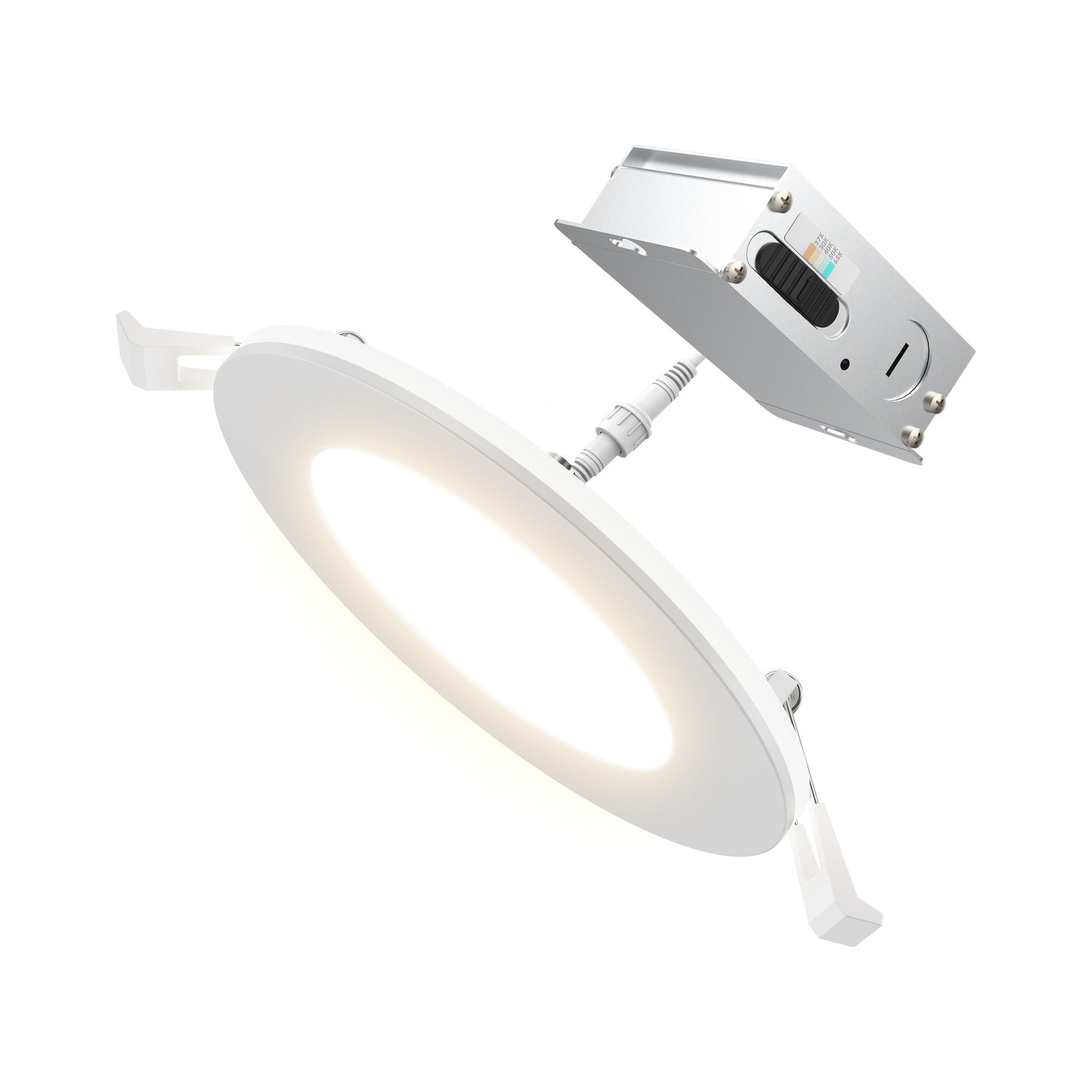4 in. Tethered J-Box Adjustable White LED Downlight With Night Light Mode