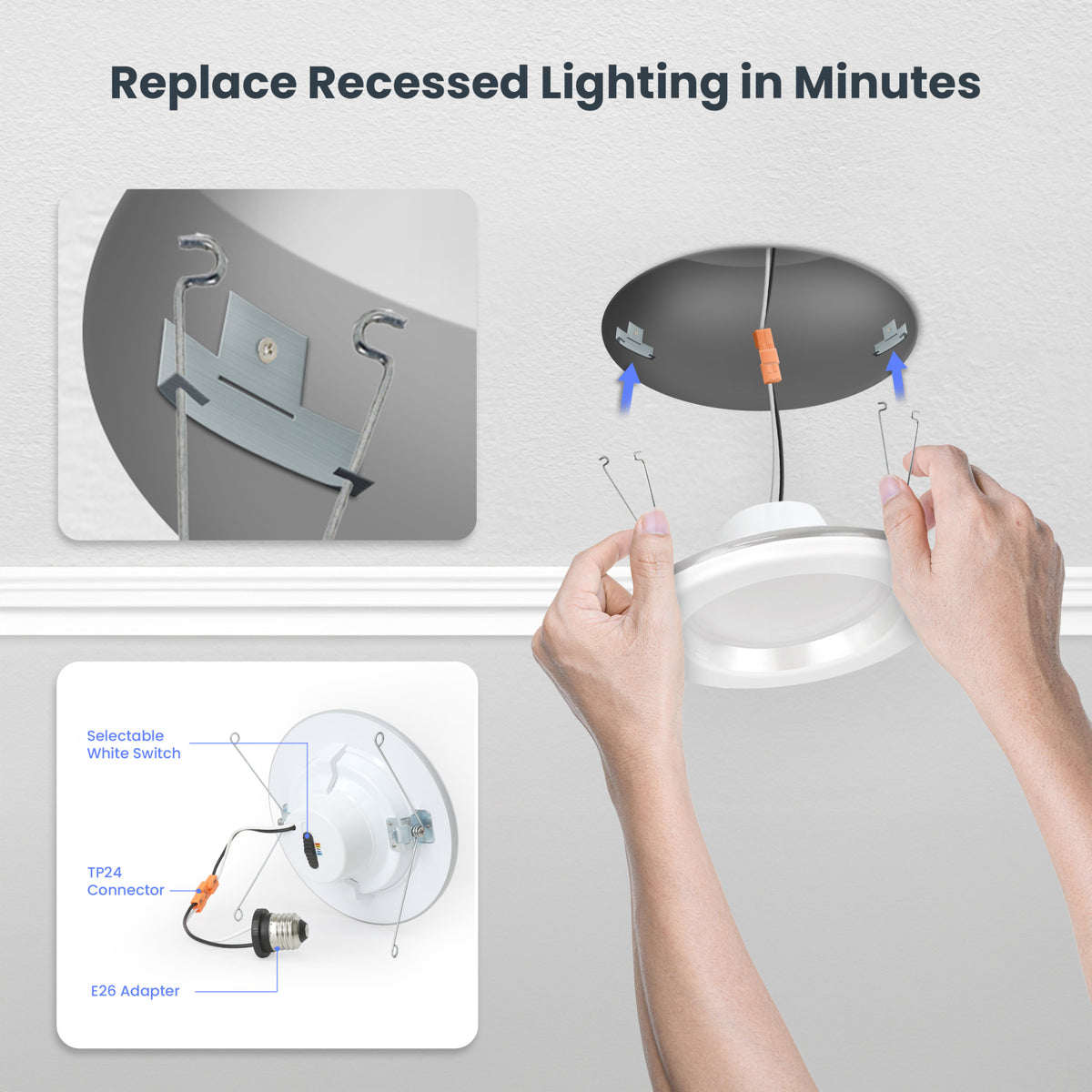 5-6 in. 75W Replacement Selectable White LED Downlight With Night Light Mode