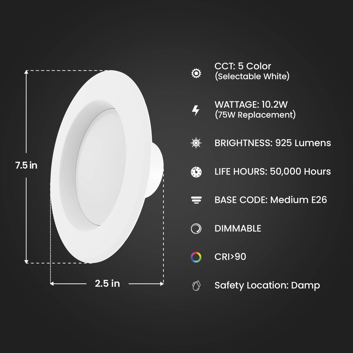 5/6 in. 75W Replacement Adjustable White Dimmable LED Recessed Downlight with Switch Mode (6-Pack)