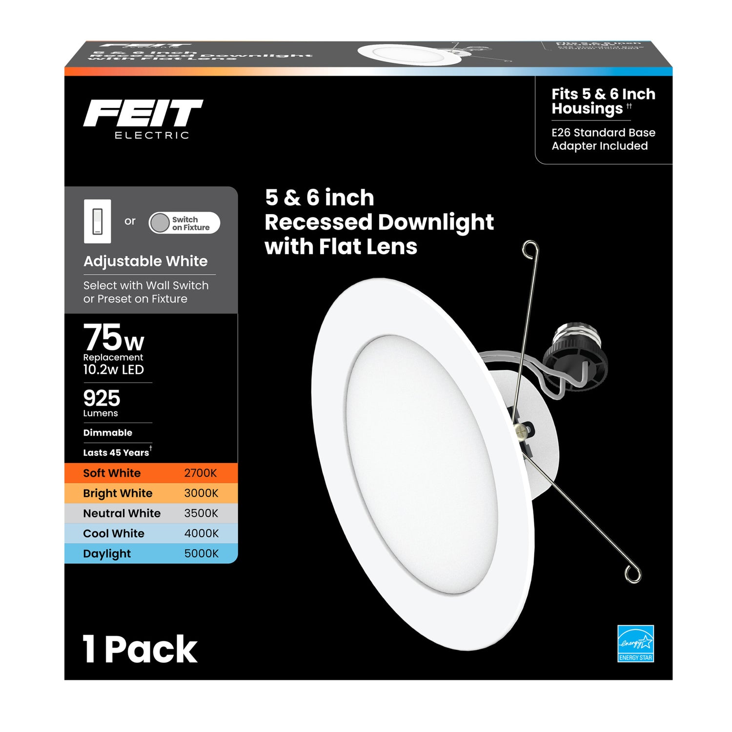 5 & 6 in. 5-Adjustable White Retrofit Recessed Downlight