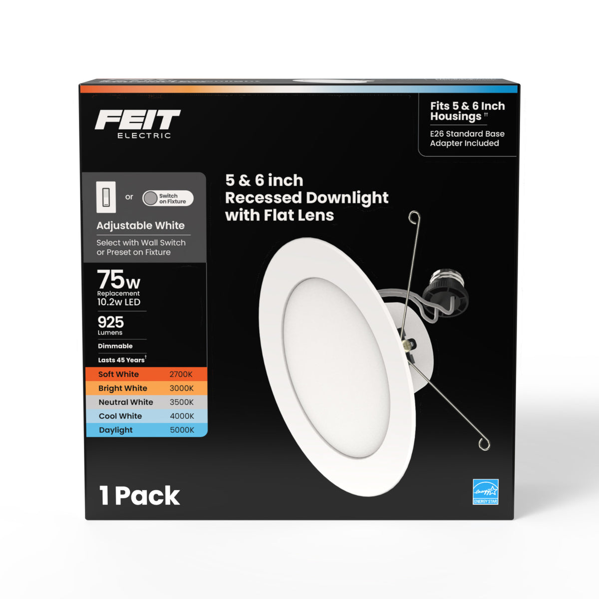 5/6 in. Adjustable White Retrofit Recessed Downlight with Switch Mode