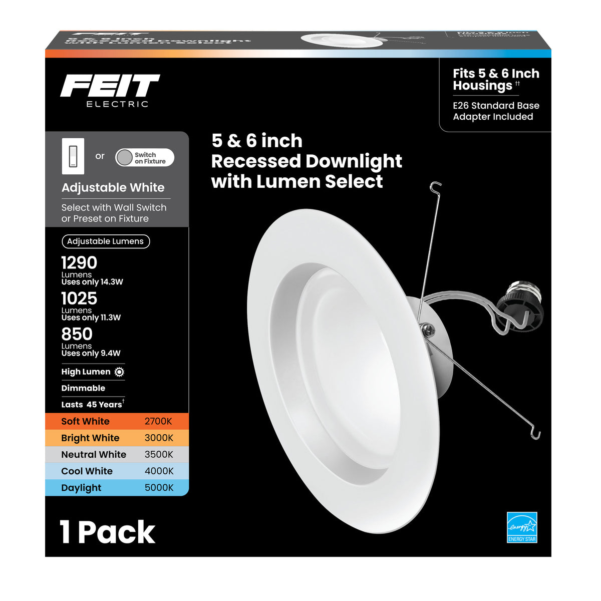 5-6 in. 120W Replacement Adjustable White Adjustable Lumens Dimmable High Output Enhance LED Recessed Downlight, Switch Mode