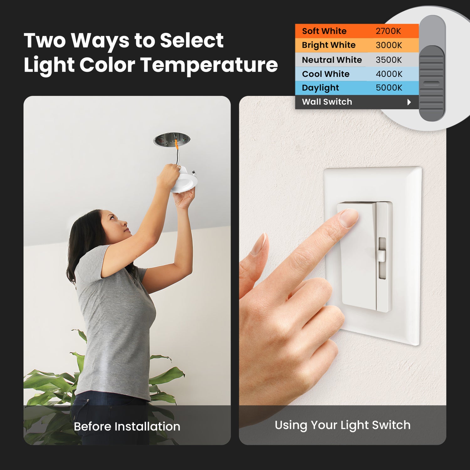 5-6 in. 14.3W (120W Replacement) Color Selectable (5CCT) High Output LED Recessed Downlight (4-Pack)