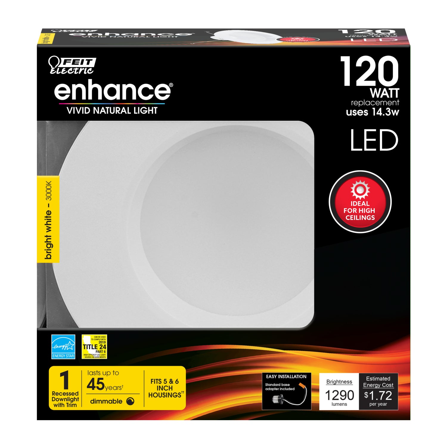 5-6 in. 14.3W (120W Replacement) Bright White (3000K) High Output LED Recessed Downlight
