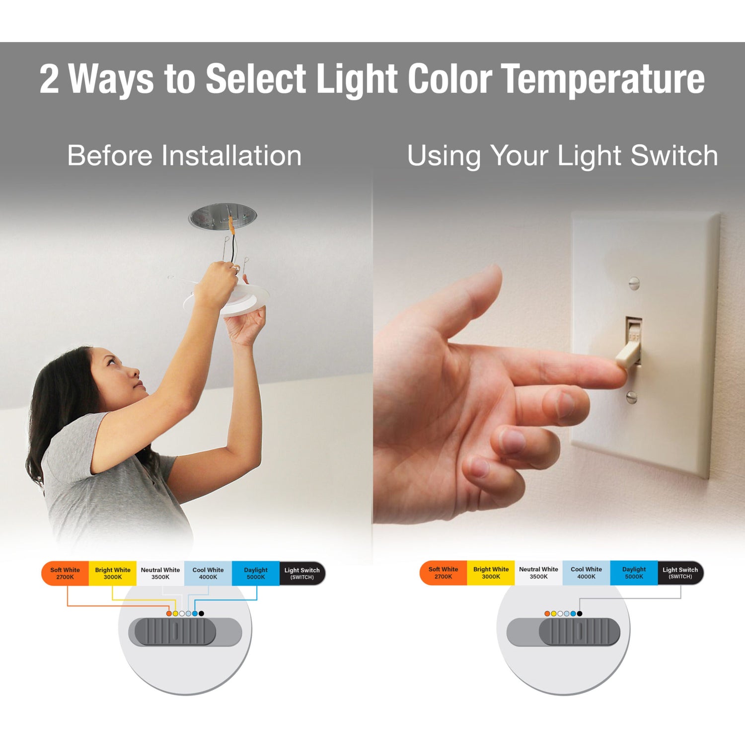 5-6 in. 12W (75W Replacement) Color Selectable Canless Recessed Downlight