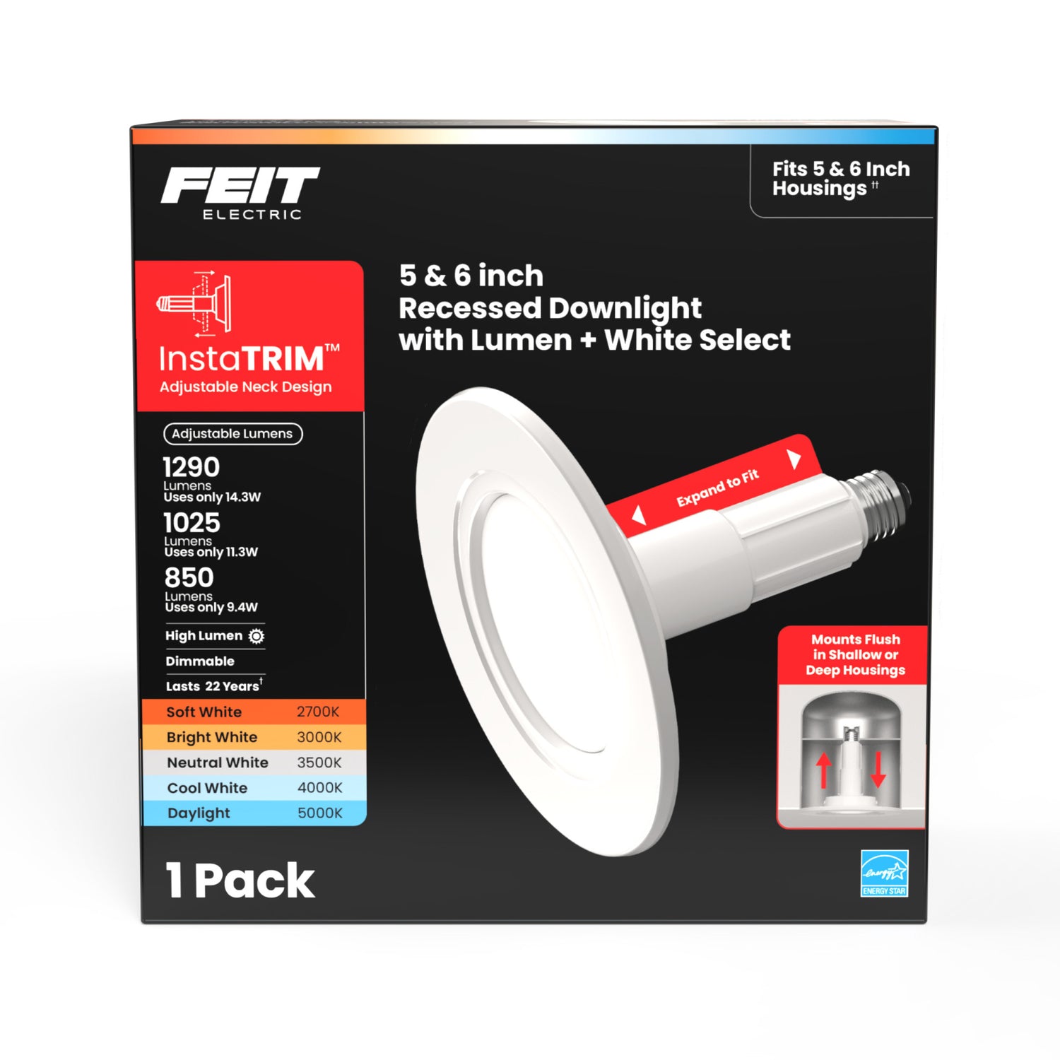 6 in. Lumen Select + 5-Selectable White InstaTrim LED Recessed Downlight