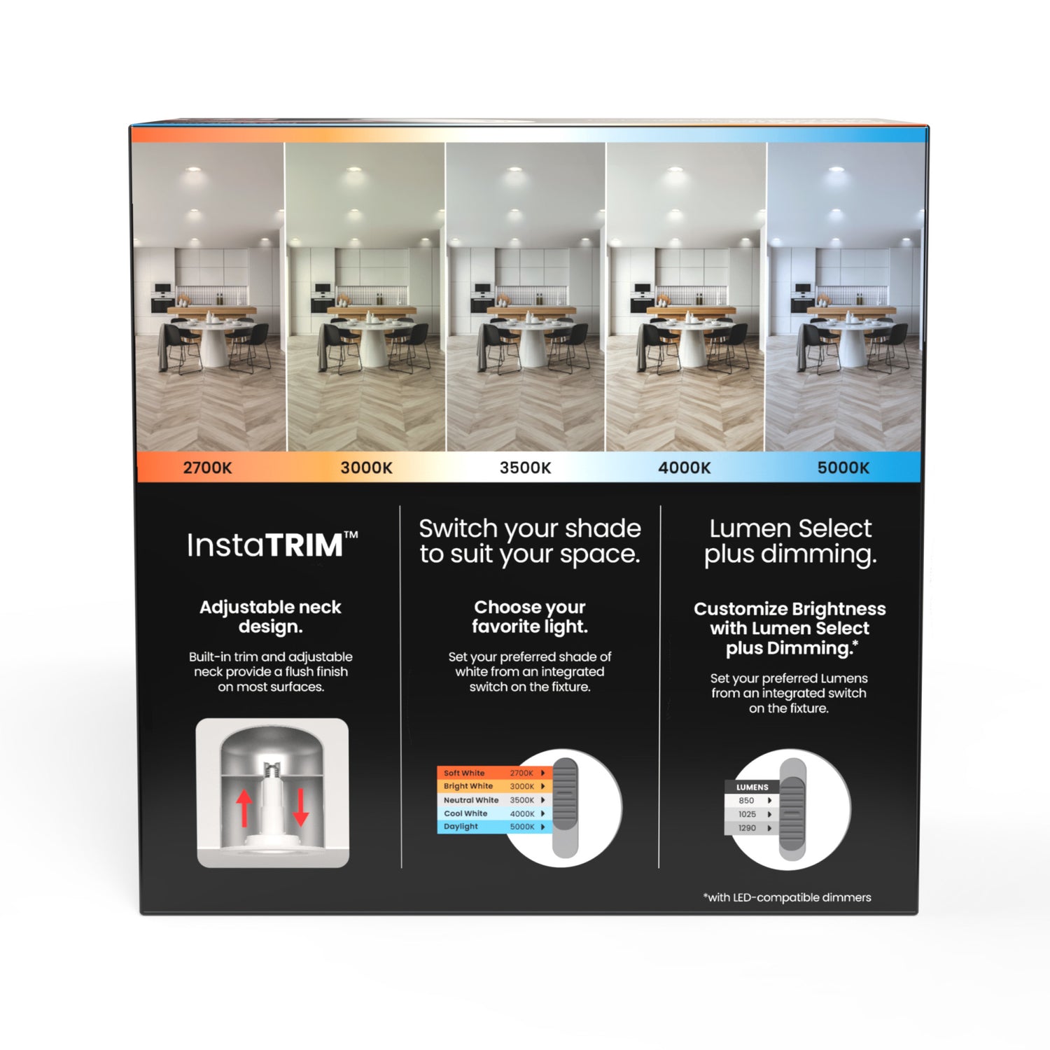 5/6 in. Lumen Select + 5-Selectable White InstaTrim LED Recessed Downlight