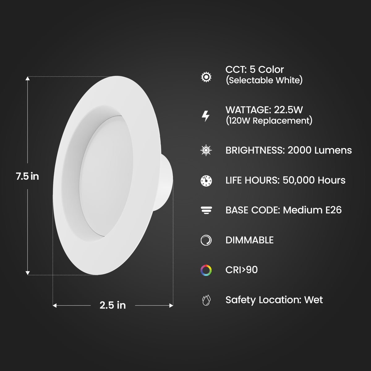 5-6 in. 120W Replacement Adjustable White Dimmable High Output Enhance LED Recessed Downlight with Switch Mode (4-Pack)
