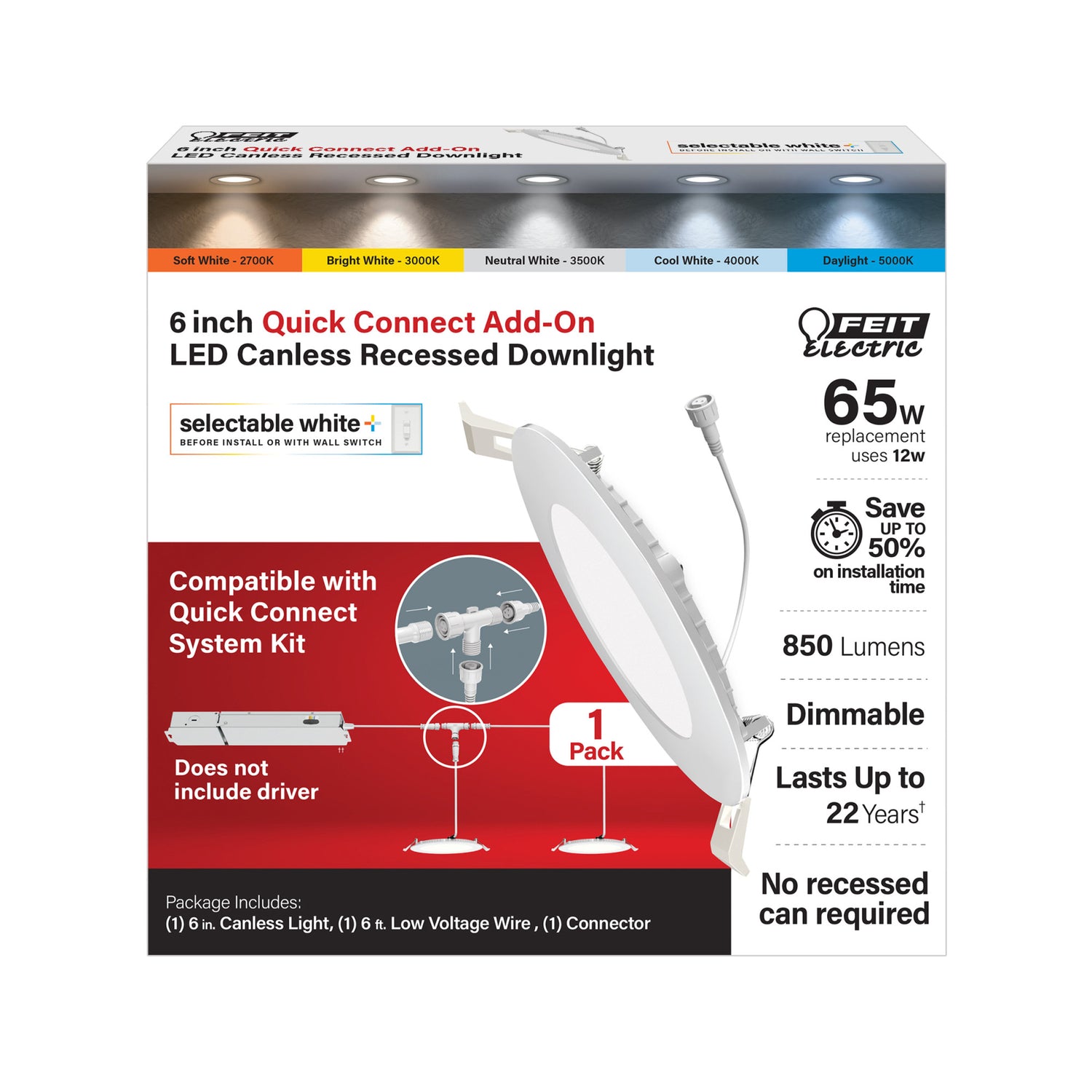 6 in. Quick Connect LED Canless Recessed Downlight Add-on