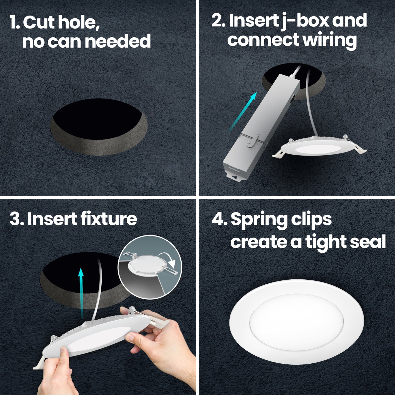 6 in. 6-Count Quick Connect Selectable White LED Canless Recessed Downlight Starter Kit with Switch Mode
