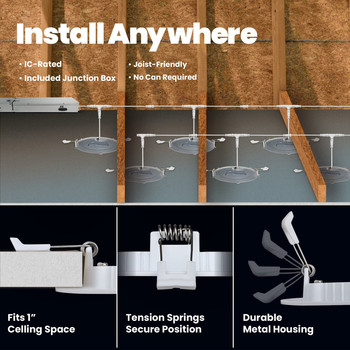 6 in. 6-Count Quick Connect Selectable White LED Canless Recessed Downlight Starter Kit with