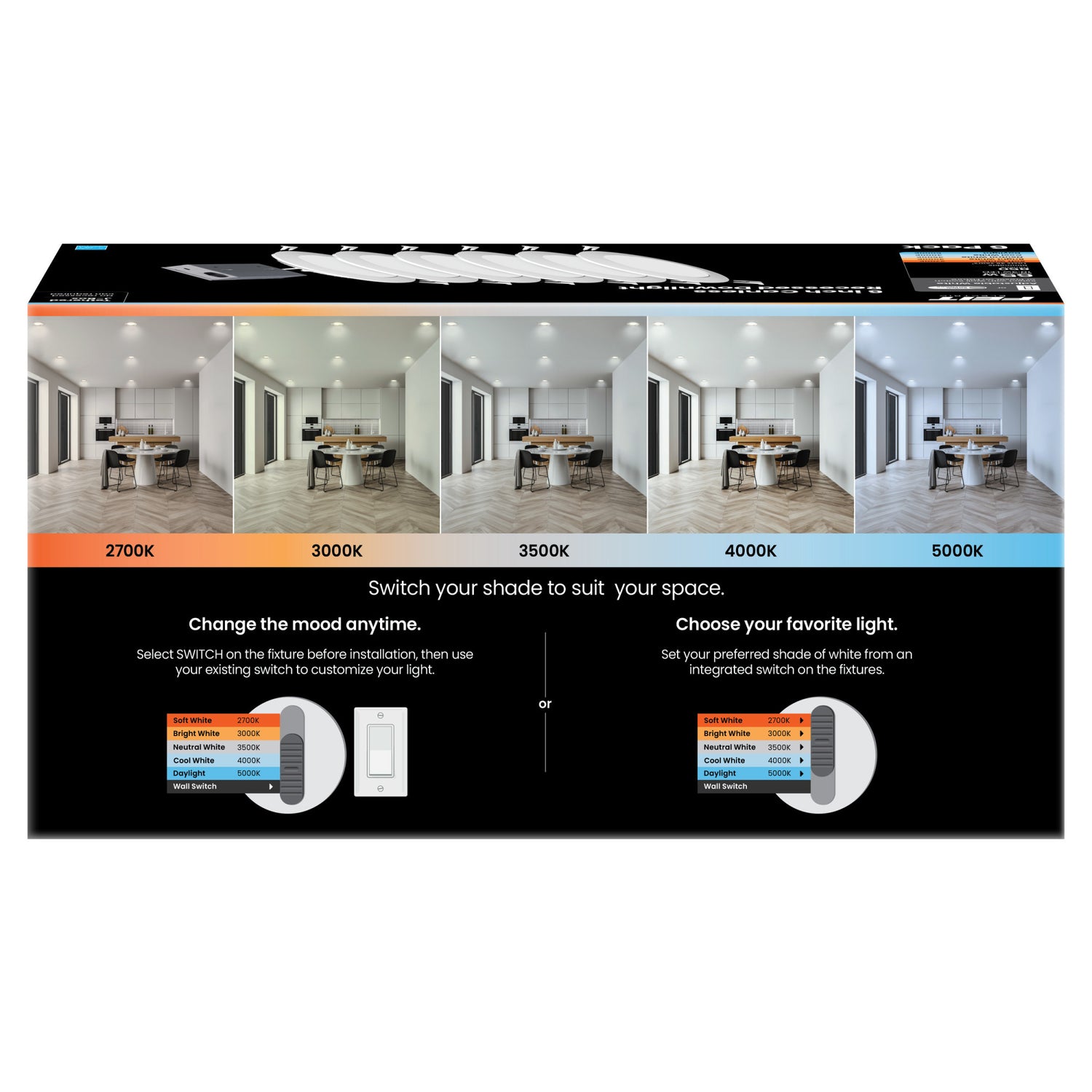6 in. 65W Replacement Adjustable White (5CCT) Tethered J-Box LED Downlight with Switch Mode (6-Pack)