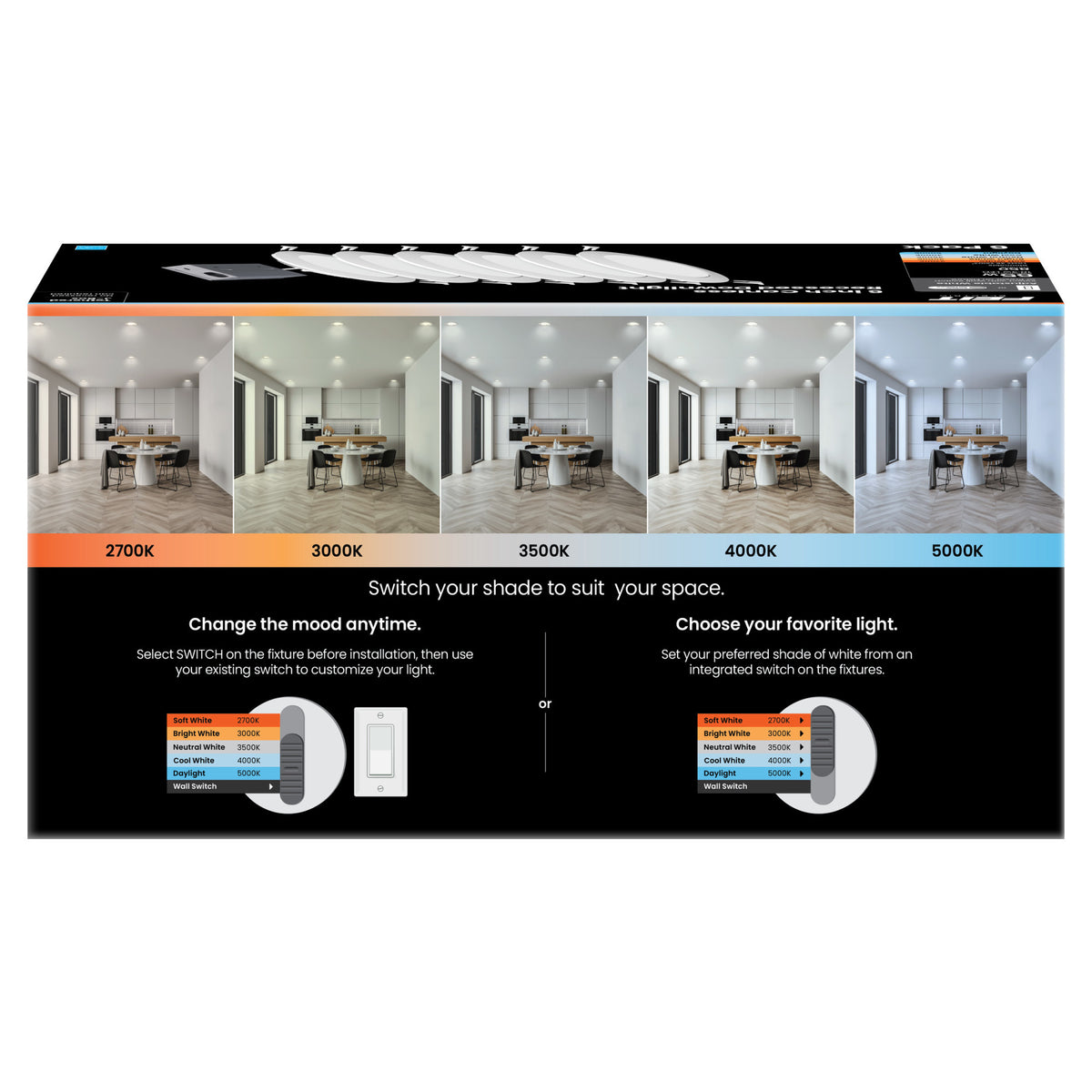 6 in. 65W Replacement Adjustable White (5CCT) Tethered J-Box LED Downlight with  (6-Pack)