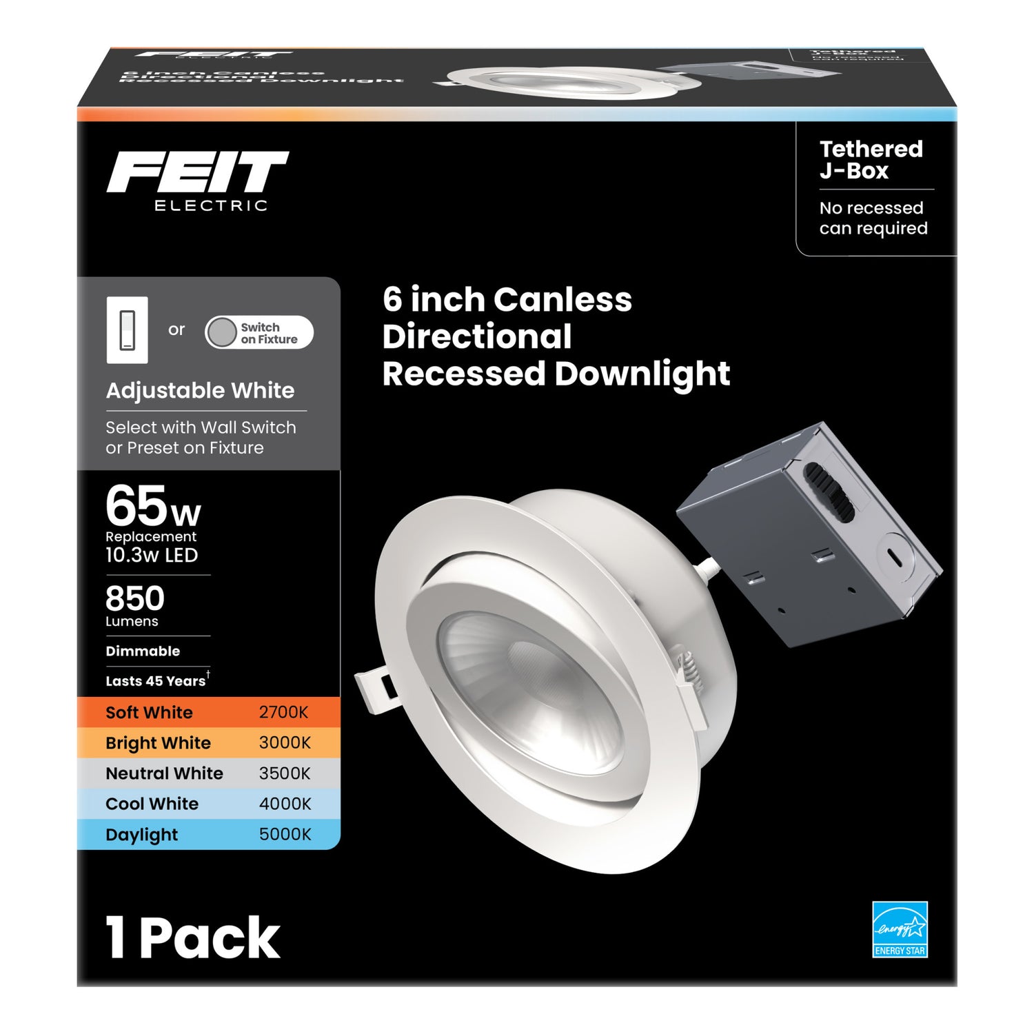 6 in. Selectable White Adjustable Angle Recessed LED Downlight