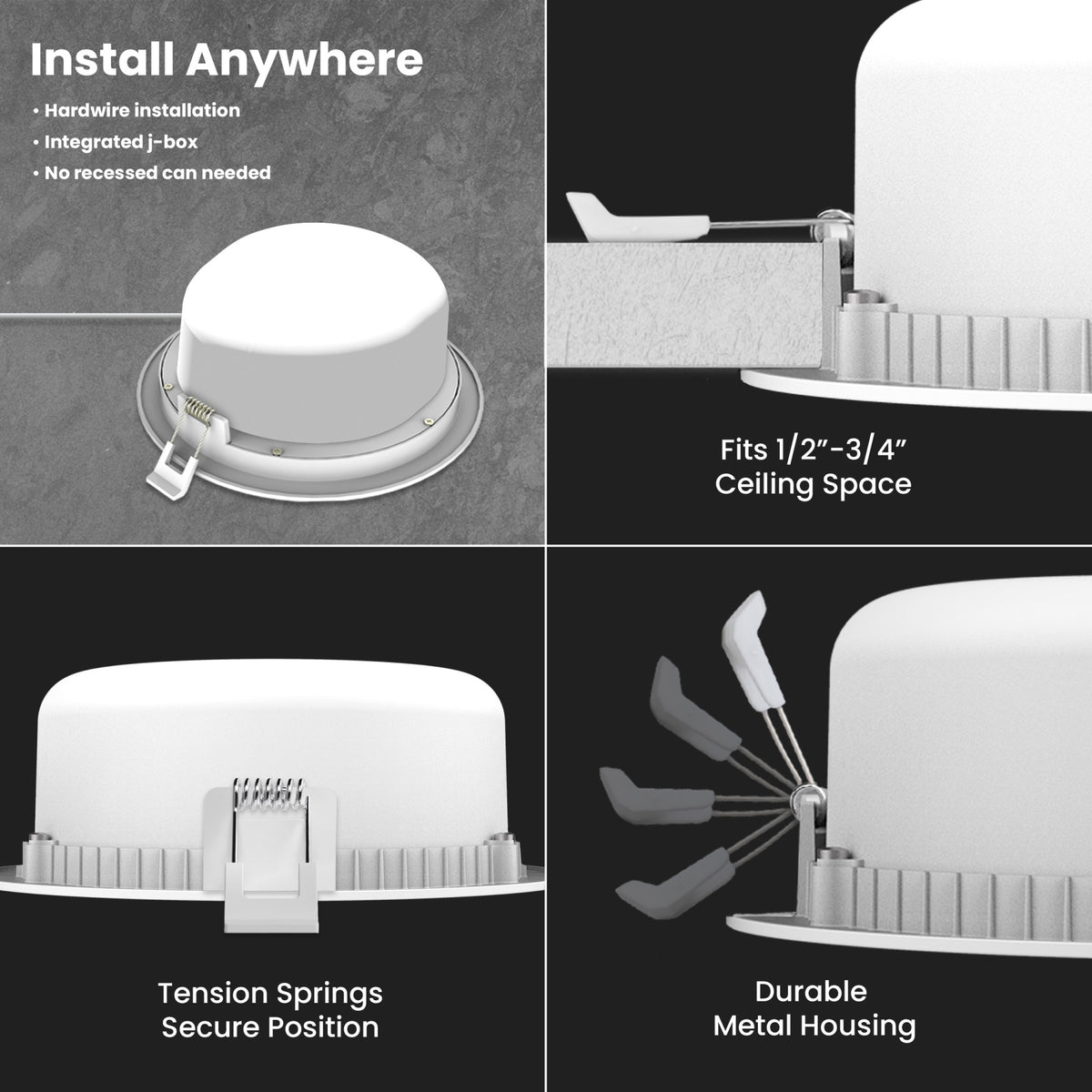 6 in. Adjustable White Adjustable Angle Recessed LED Downlight with Switch Mode