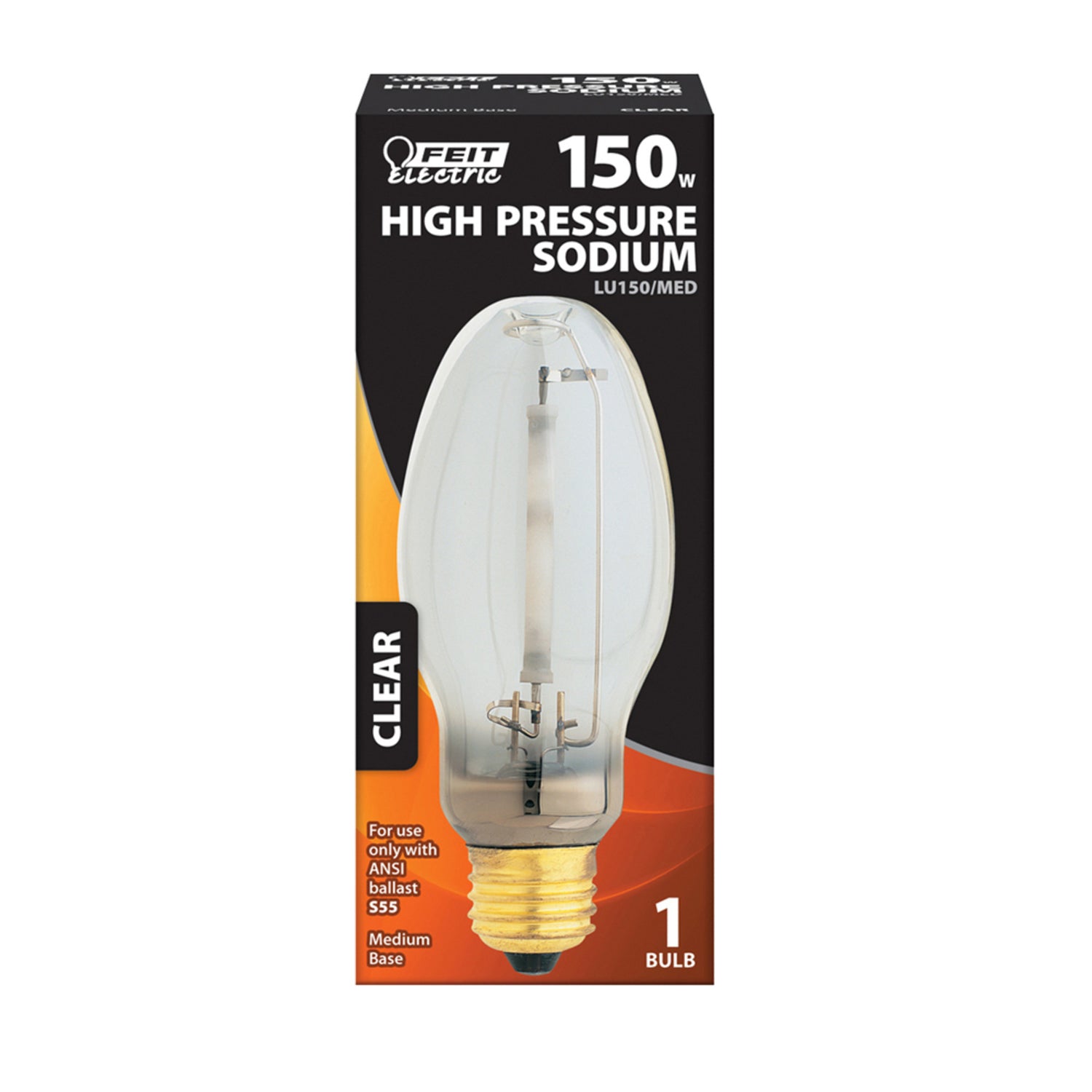 150W Soft White (2000K) ED17 Shape (E26 Base) Clear High Pressure Sodium Lamp Light Bulb - Feit Electric
