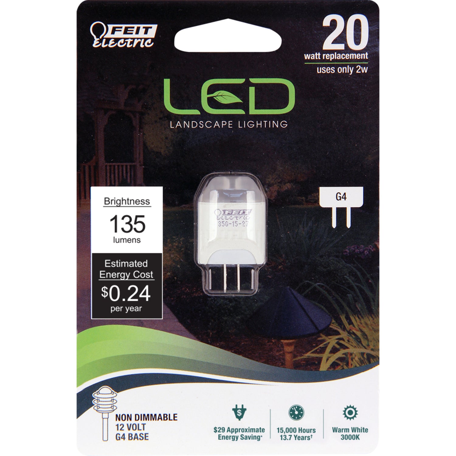 2W (20W Replacement) Warm White (3000K) G4 Base Capsule 12-Volt Specialty LED Light Bulb