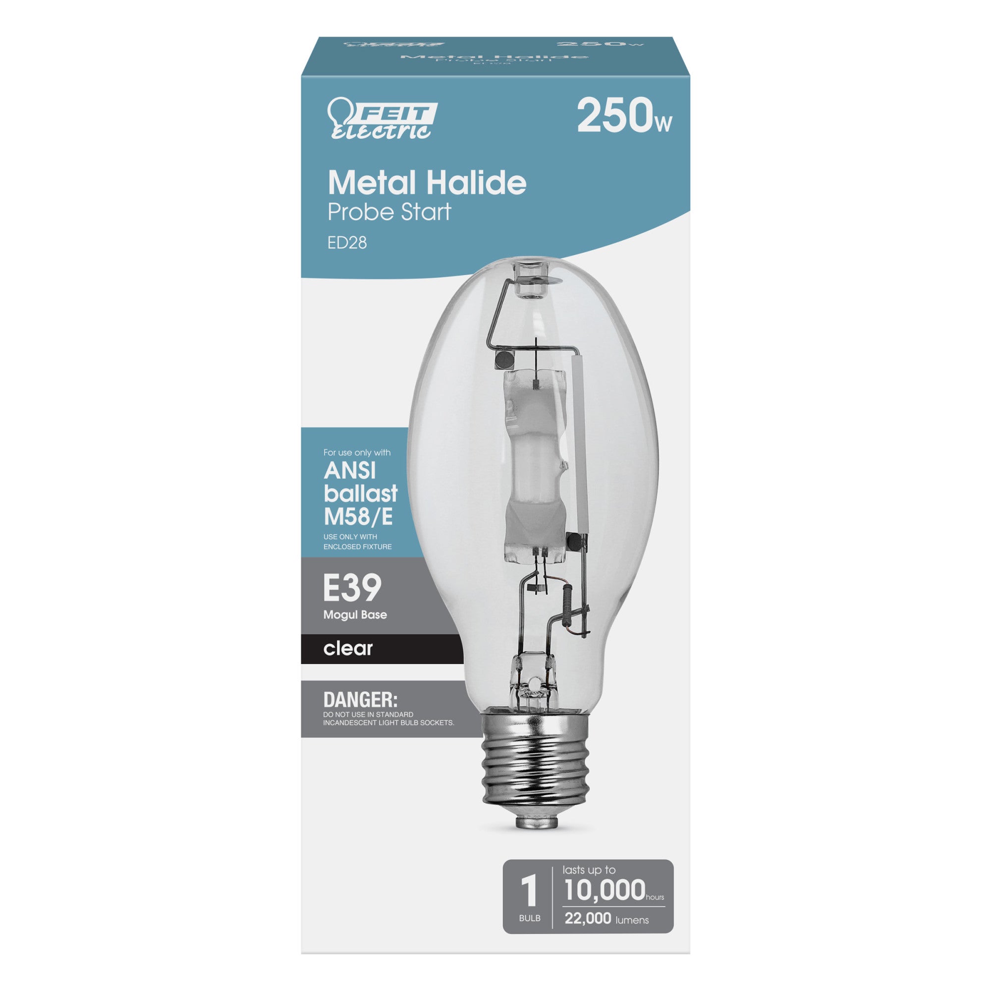 250W Cool White (4000K) ED28 Shape E39 Mogul Base Clear
