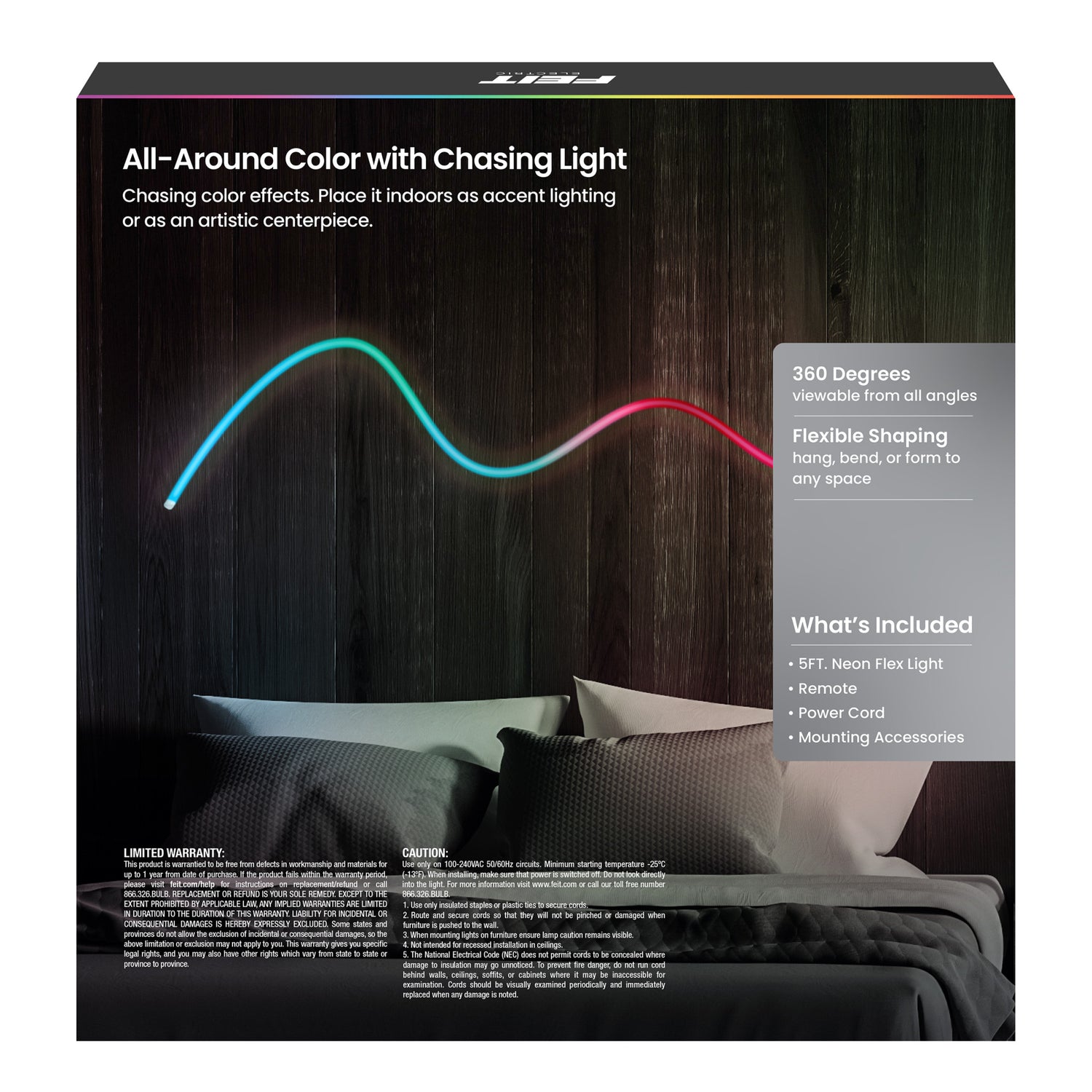 5 ft. LED 360° Color Chasing Neon Light with Remote