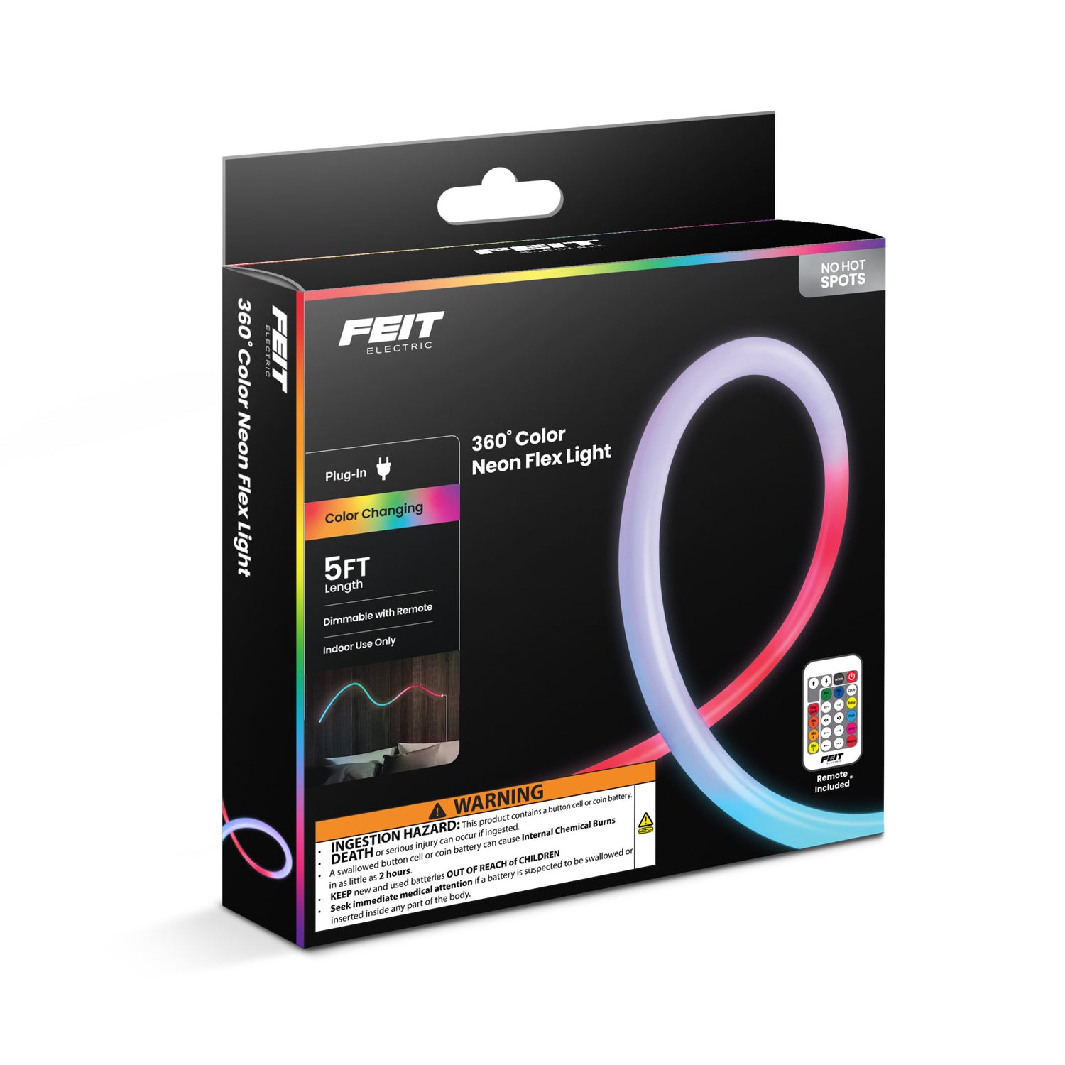 5 ft. LED 360° Color Chasing Neon Light with Remote