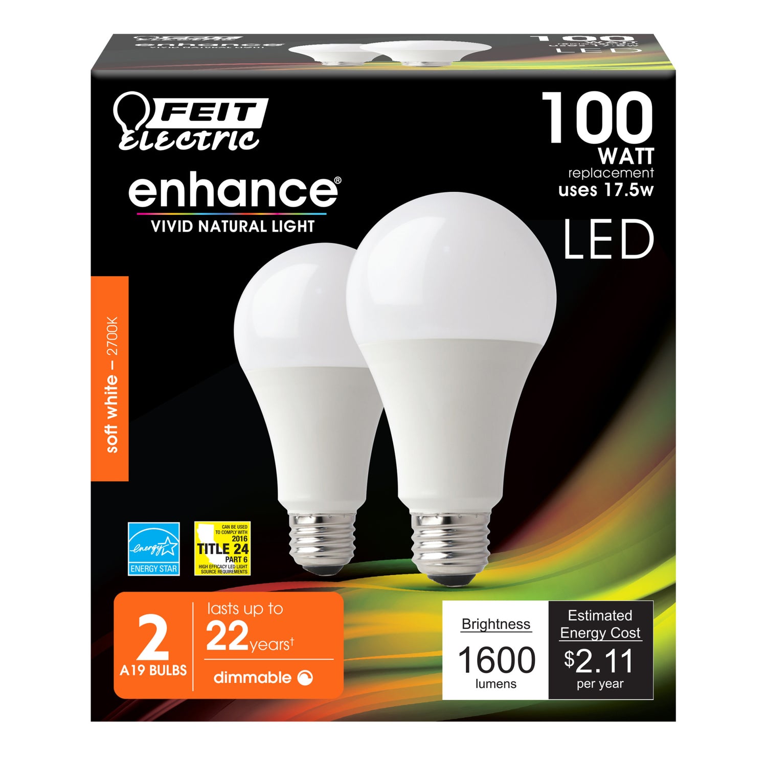 17.5W (100W Replacement) Soft White (2700K) E26 Base A19 Dimmable LED Bulb (36 2-Packs)