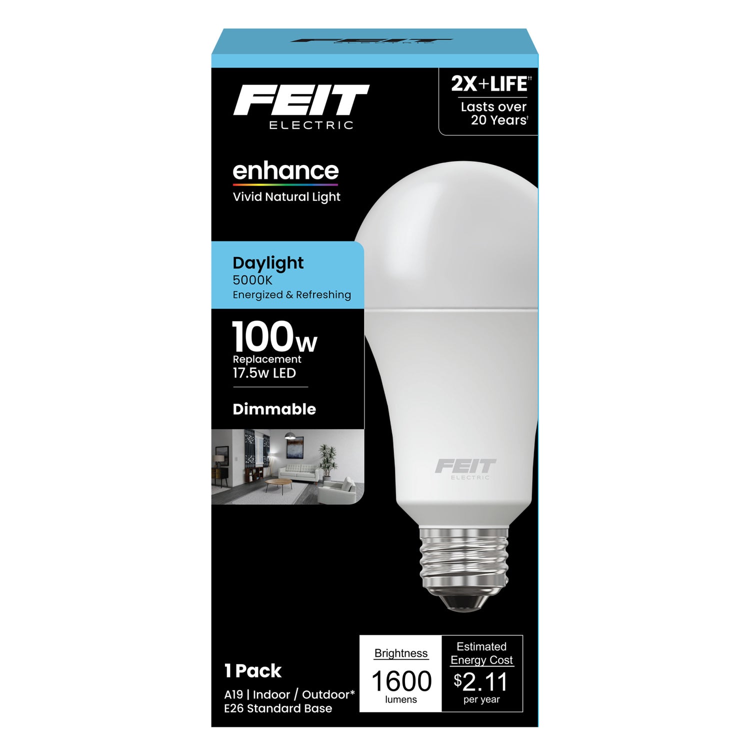 100W Replacement Daylight A19 Dimmable Enhance LED
