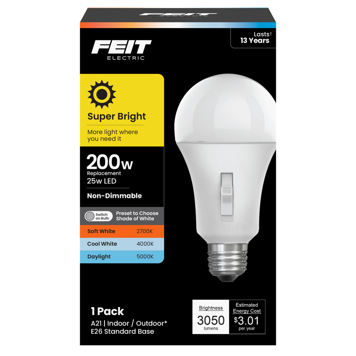 200W Replacement A21 Super Bright Adjustable White LED