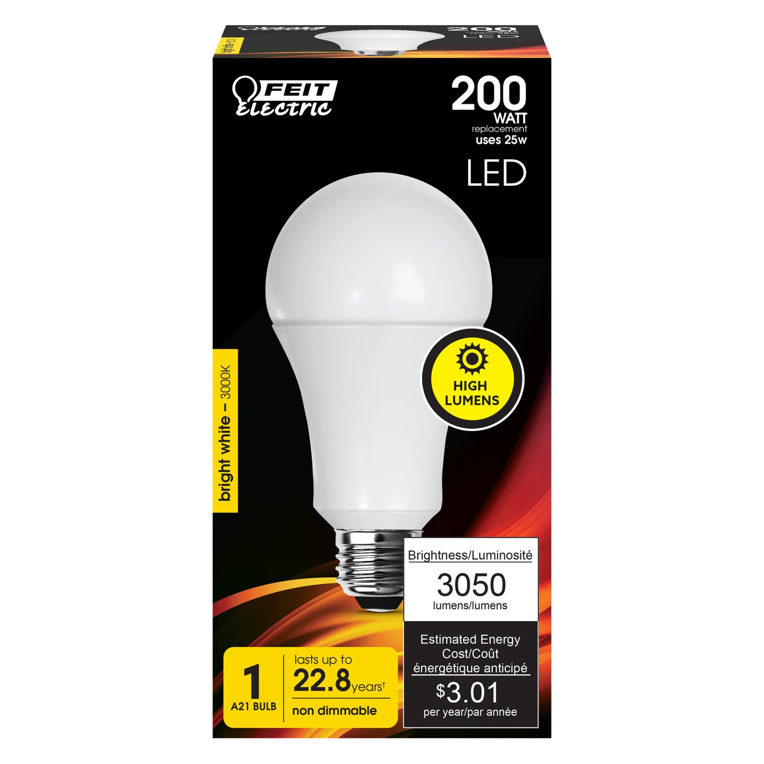200 watt led grow light bulb 25W (200W Replacement) Bright White (3000K) A21 High Output LED