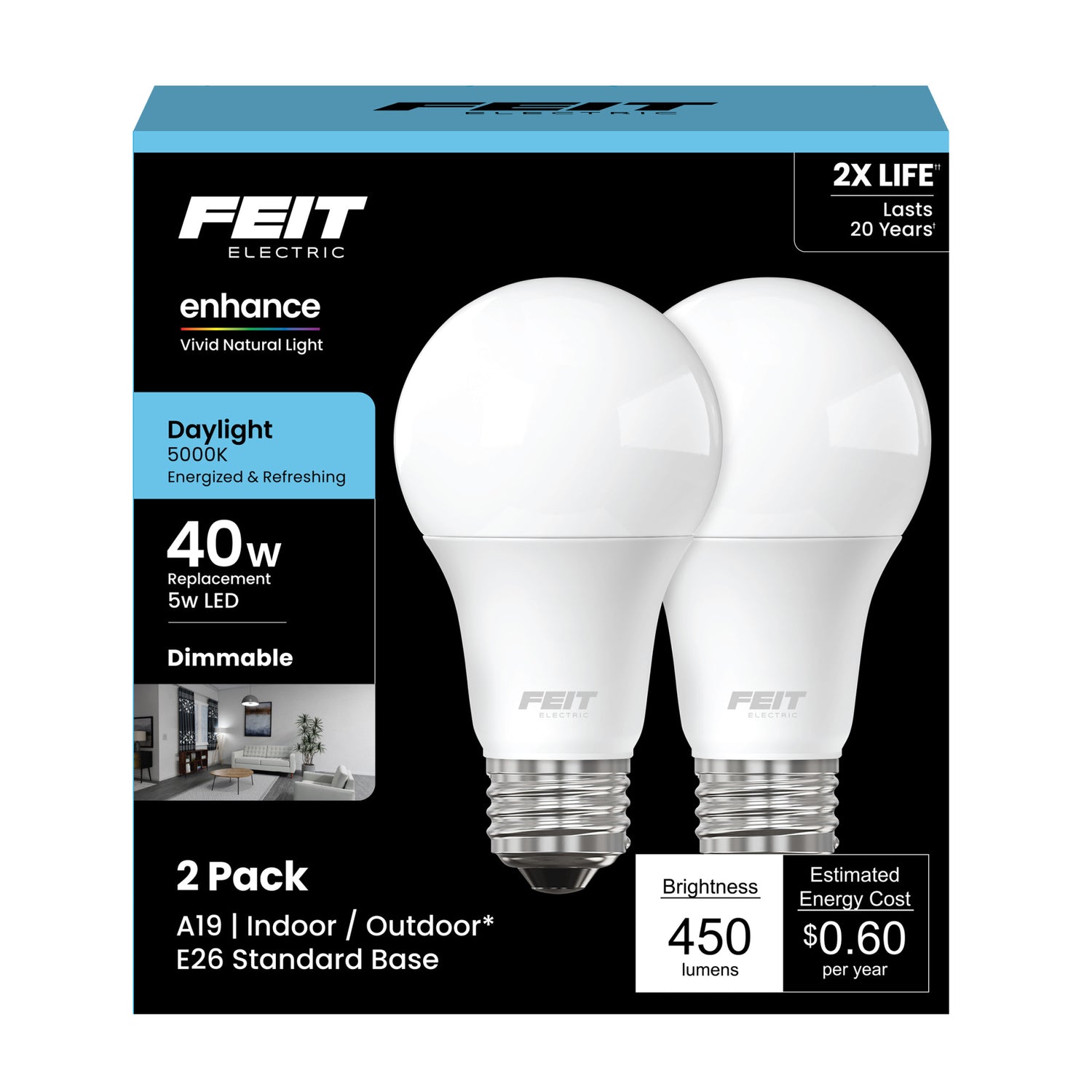 40W Replacement A19 Daylight Dimmable General Purpose LED - Feit Electric