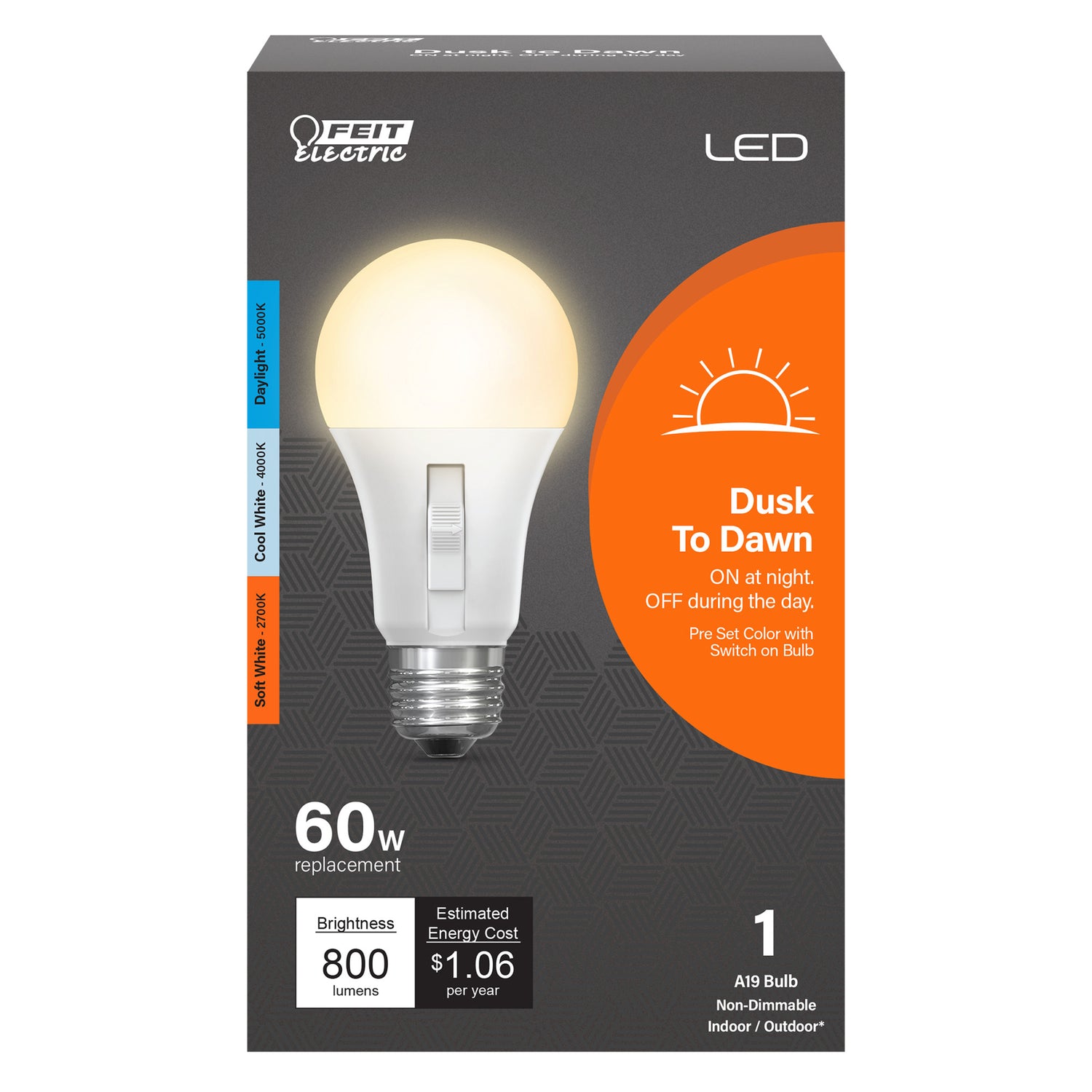 60W Replacement Color Selectable Dusk to Dawn LED Bulb