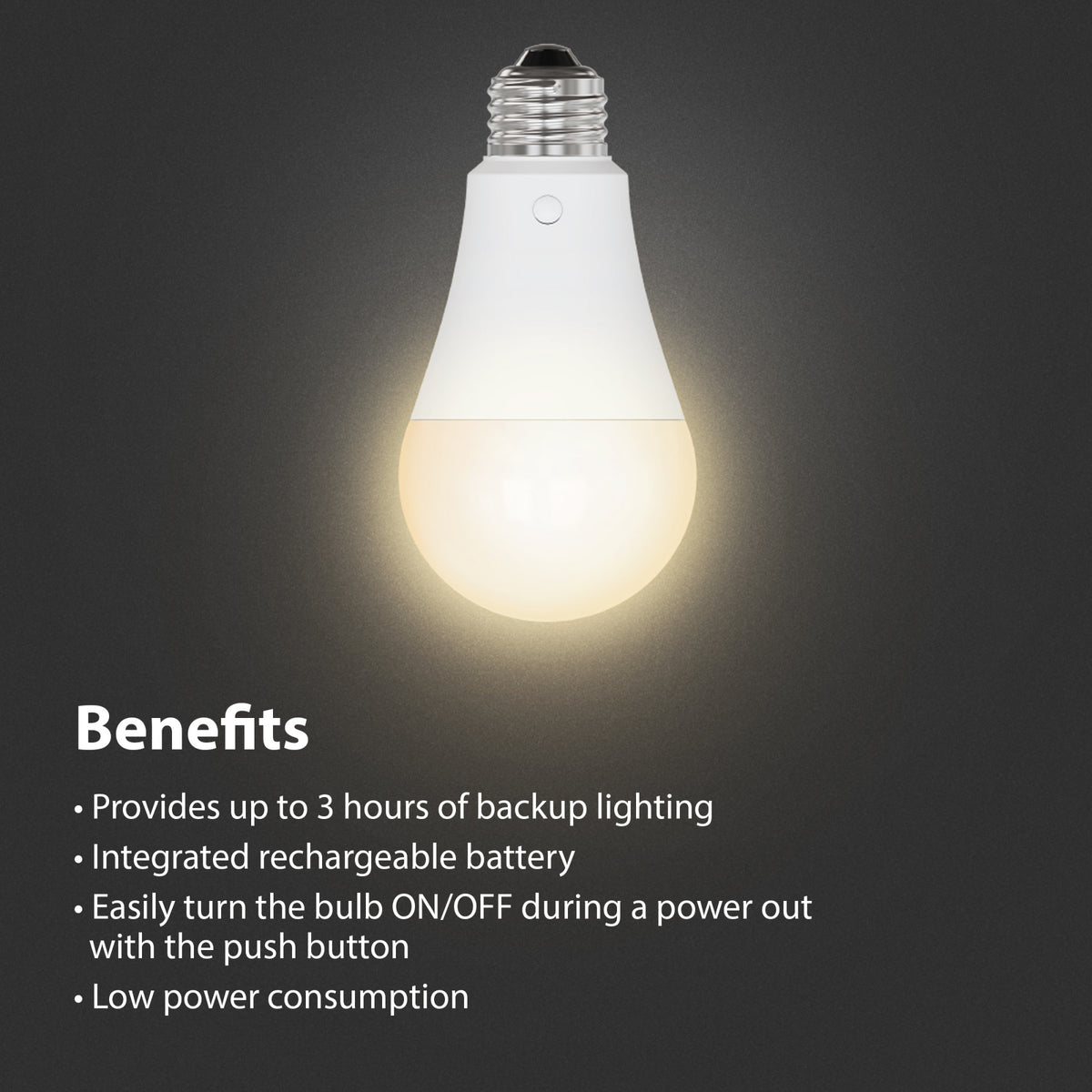 8.8W (60W Replacement) Adjustable White Rechargeable Battery-Powered LED Bulb with Remote