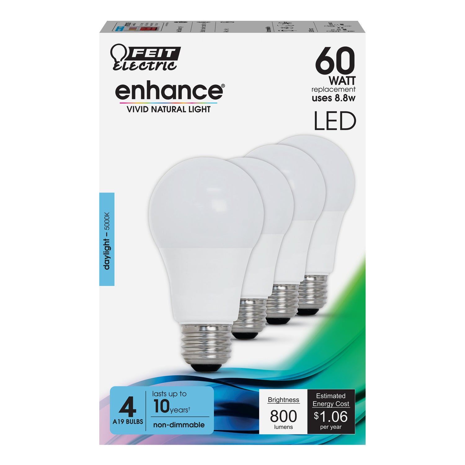 8.8W (60W Replacement) Daylight (5000K) E26 Base A19 Omnidirectional General Purpose LED Bulb (4-Pack)