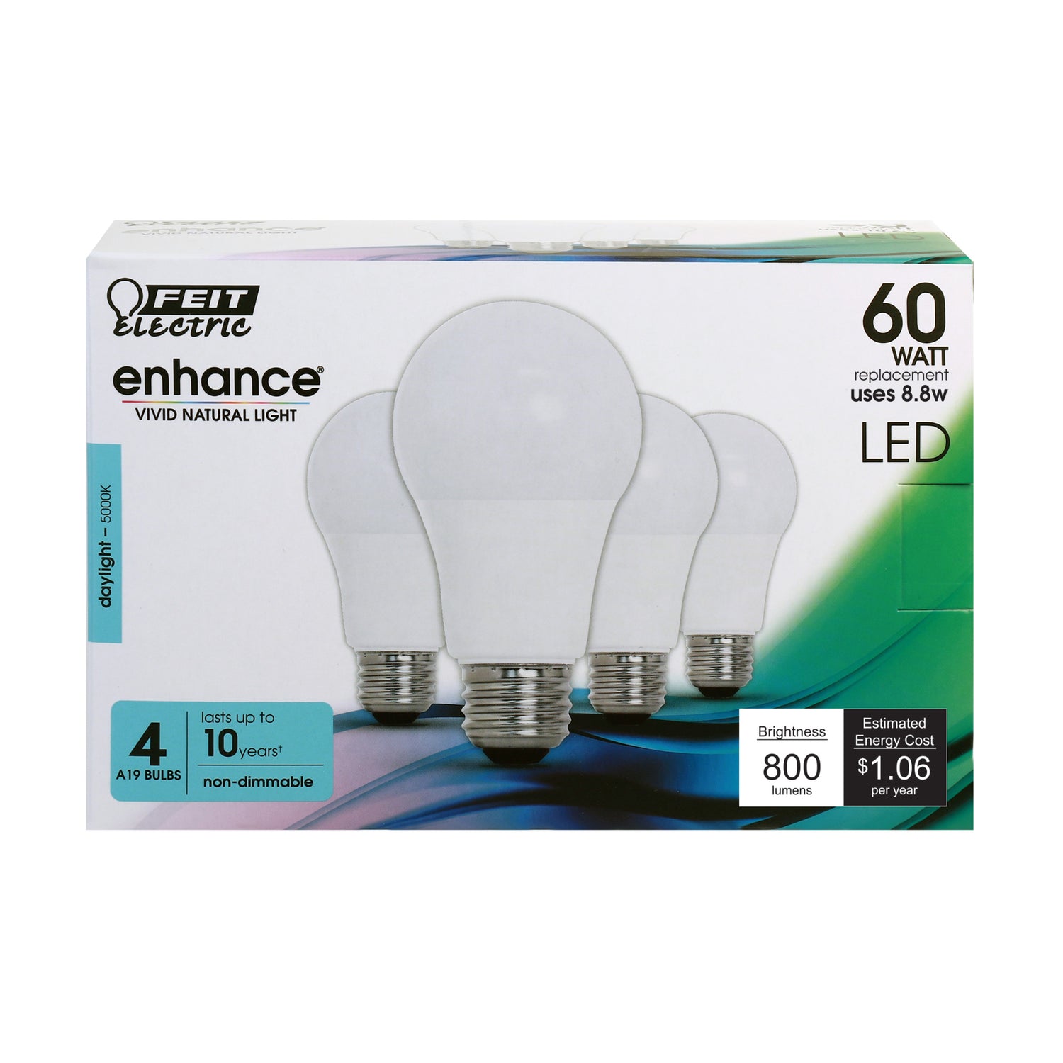 8.8W (60W Replacement) Daylight (5000K) E26 Base A19 Omnidirectional General Purpose LED Bulb (4-Pack)