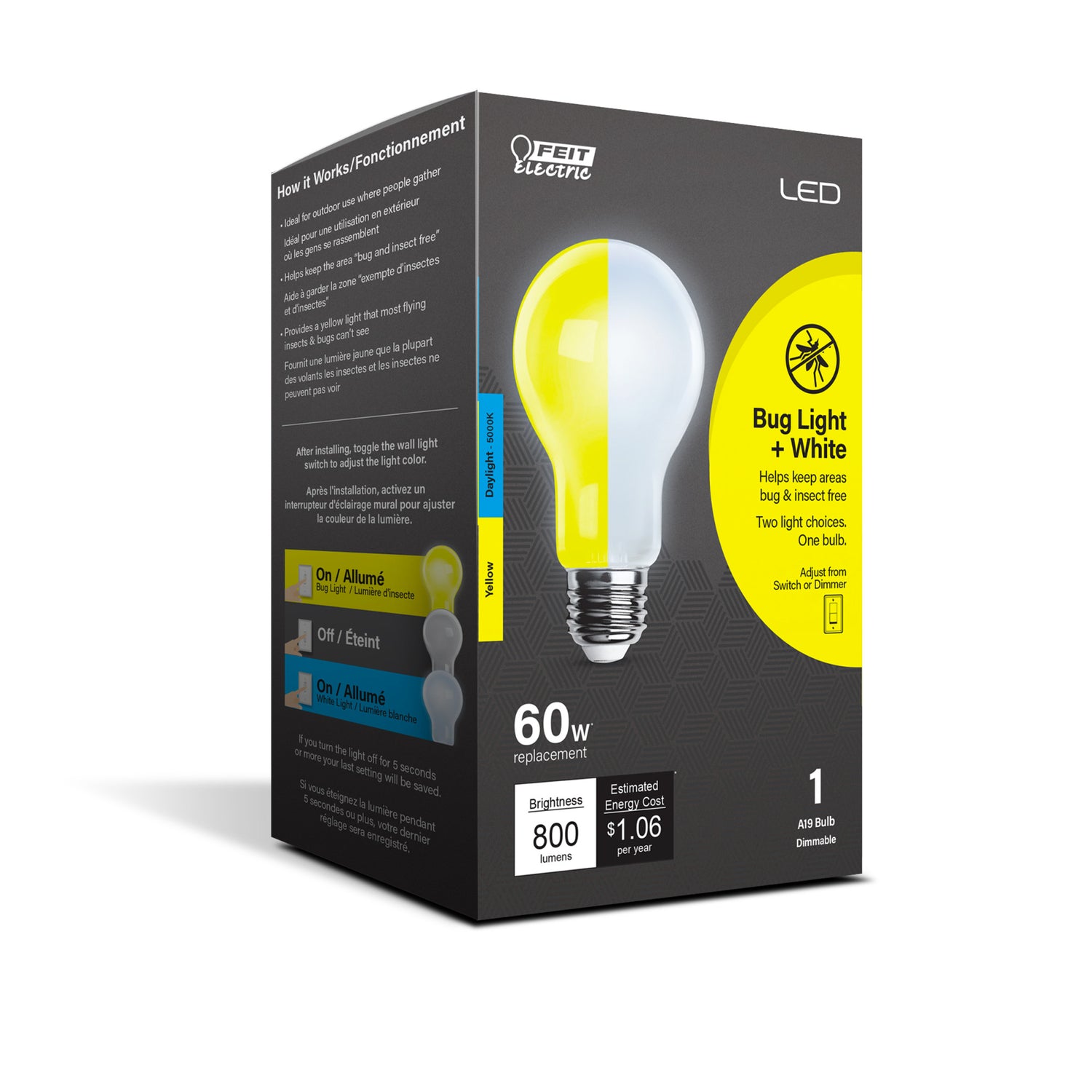 60W Equivalent A19 Color Selectable LED Bug Light