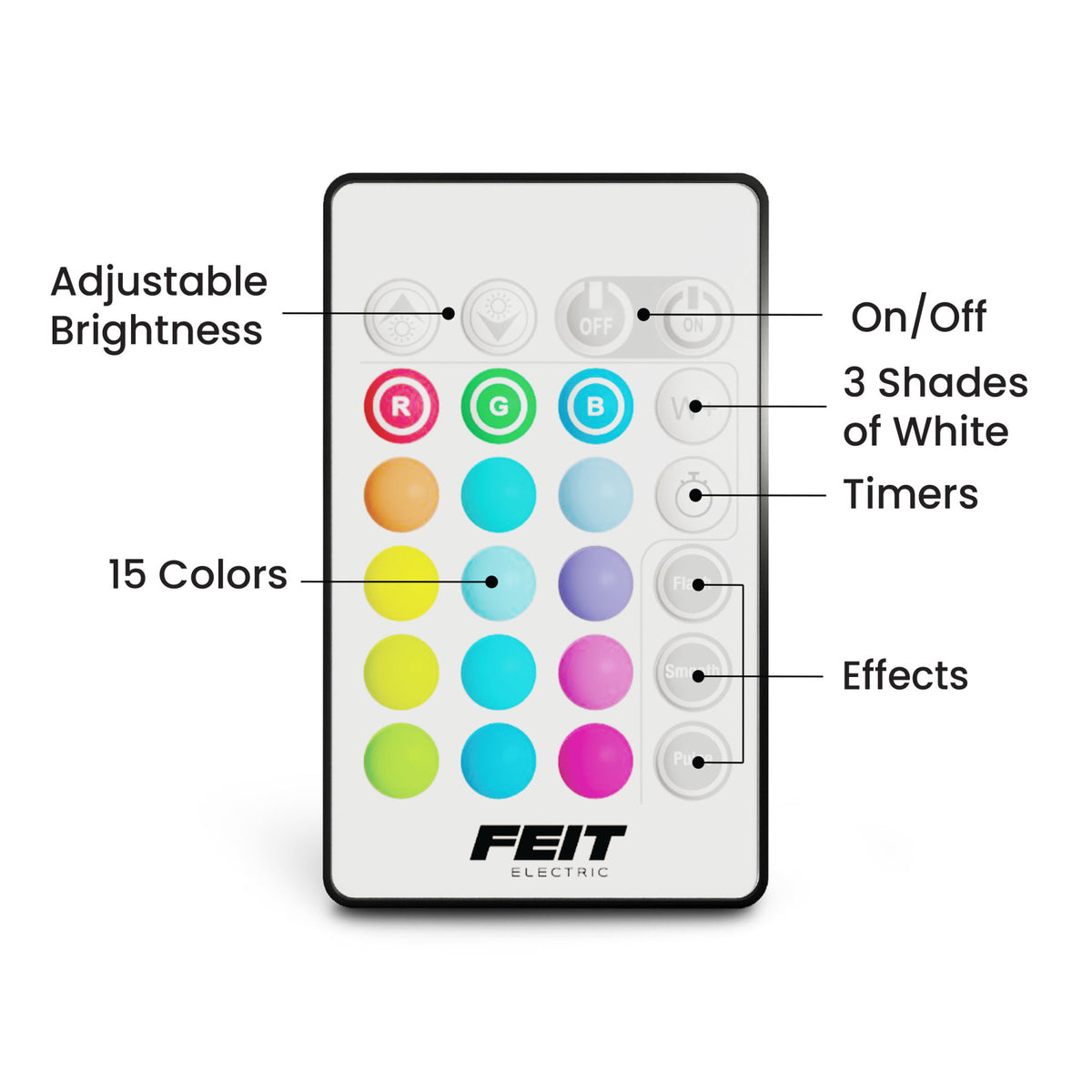 Portable Rechargeable Color LED Light with Remote, 3 Mounting Options, USB-C Charging