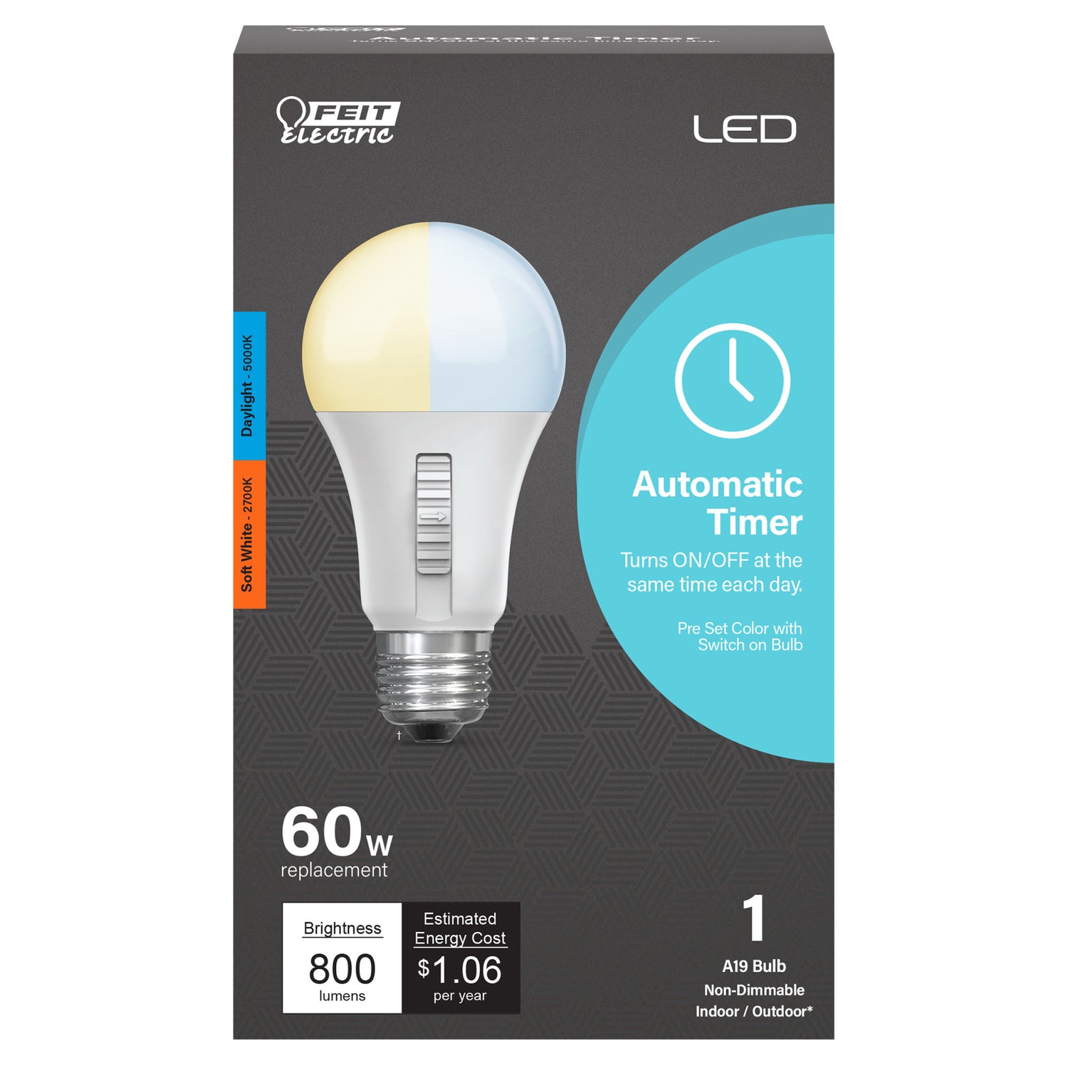 8.8W (60W Replacement) Color Selectable A19 Timer LED Bulb