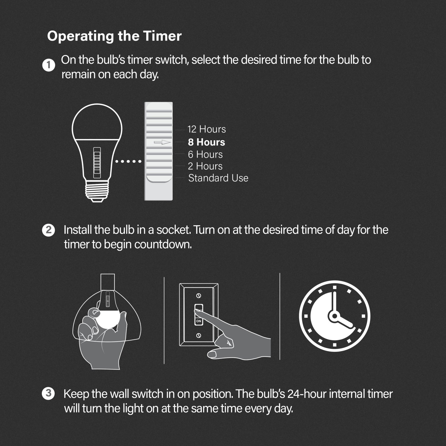 8.8W (60W Replacement) Color Selectable A19 Timer LED Bulb
