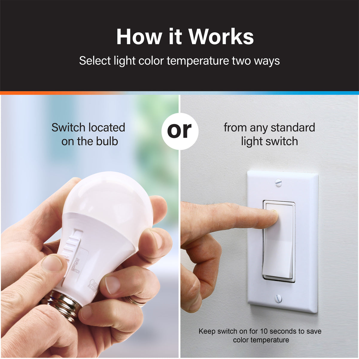 8.8W (60W Replacement) Adjustable White Dimmable A19 Light Bulb  with Switch Mode (2-Pack)