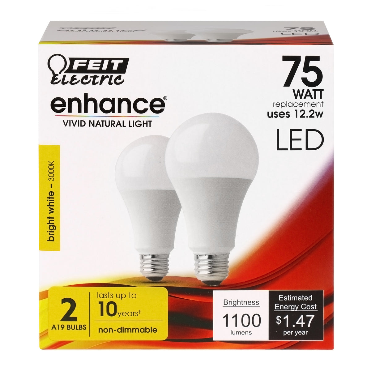 75W Replacement A19 Bright White General Purpose LED (2-Pack)